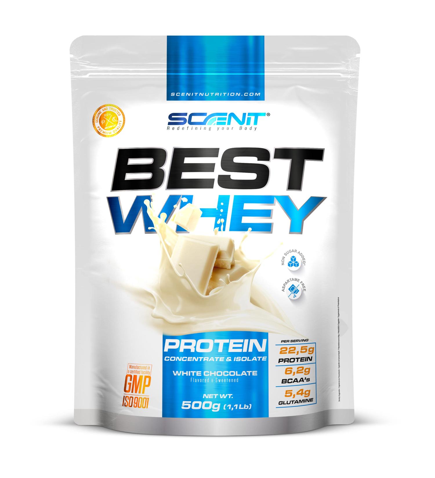 Whey Protein - Best Whey Protein - Bodybuilding Proteins - Whey Protein - Whey Protein Isolate Whey Protein & Concentrate - Whey Isolate & Concentrate - 500g (White Choco)