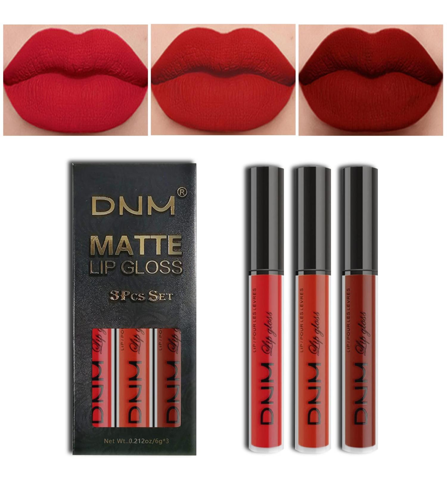 AMY'S DIARY 3Pcs Dark Bright Red Matte Liquid Lipstick Set | Long Lasting Waterproof Formula for Women - Buy Online on GoSupps.com