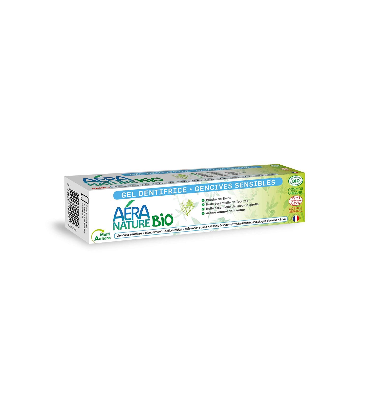 Aera Nature Bio - Organic Toothpaste for Sensitive Gums - 99% Natural - Ecocert Greenlife and Cosmébio - Made in France - 75 ml