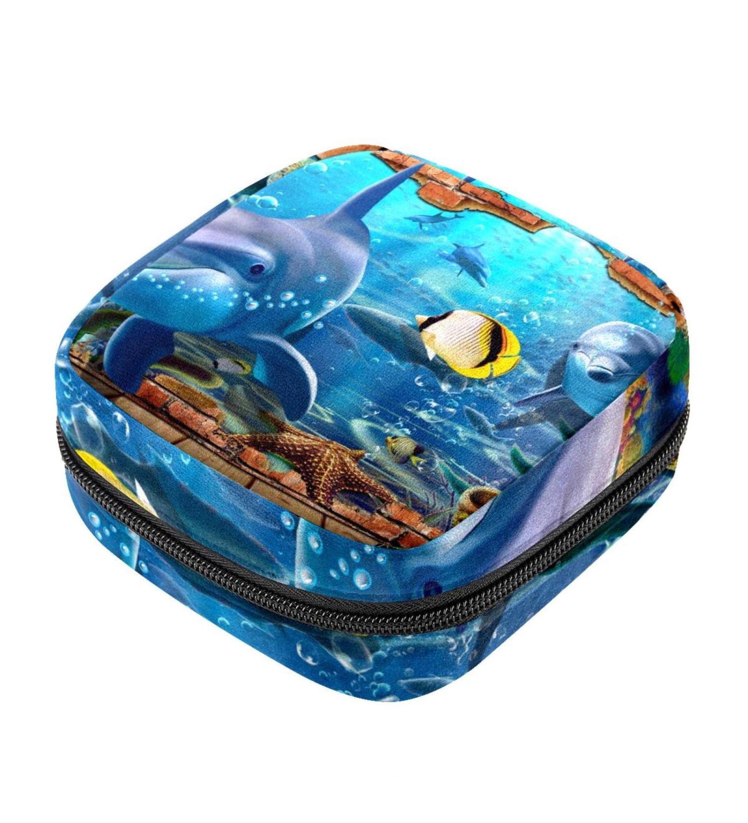 3D Delphin Fish Sanitary Napkin Storage Bag | Portable Menstrual Pad Pocket with Zipper for Teenage Girls & Women - Buy Online on GoSupps.com
