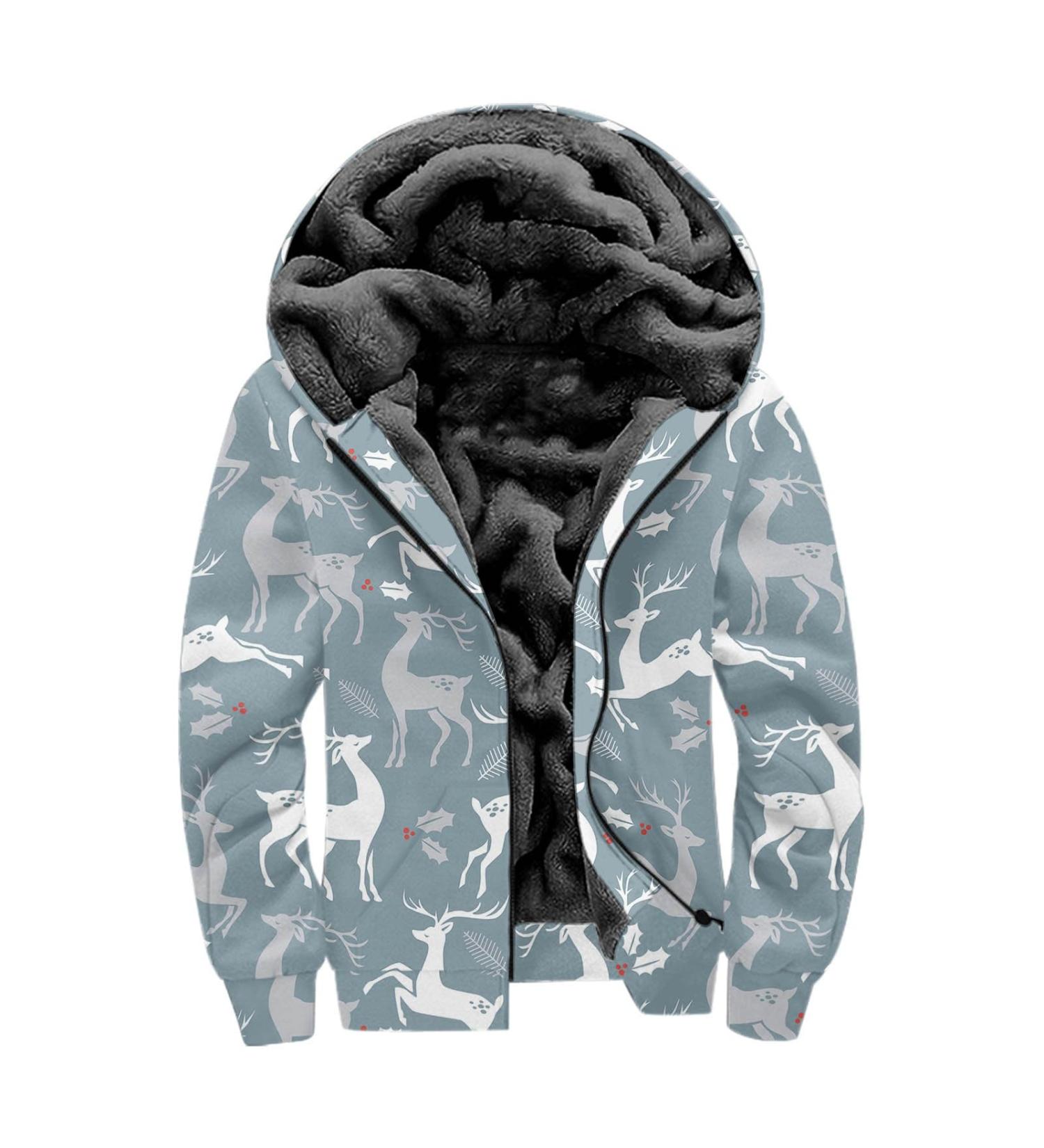 Shop Hanxiulin Oversized Plush Hoodie Jacket for Men | Winter Windproof Fleece Coat in Light Blue - Buy Online on GoSupps.com