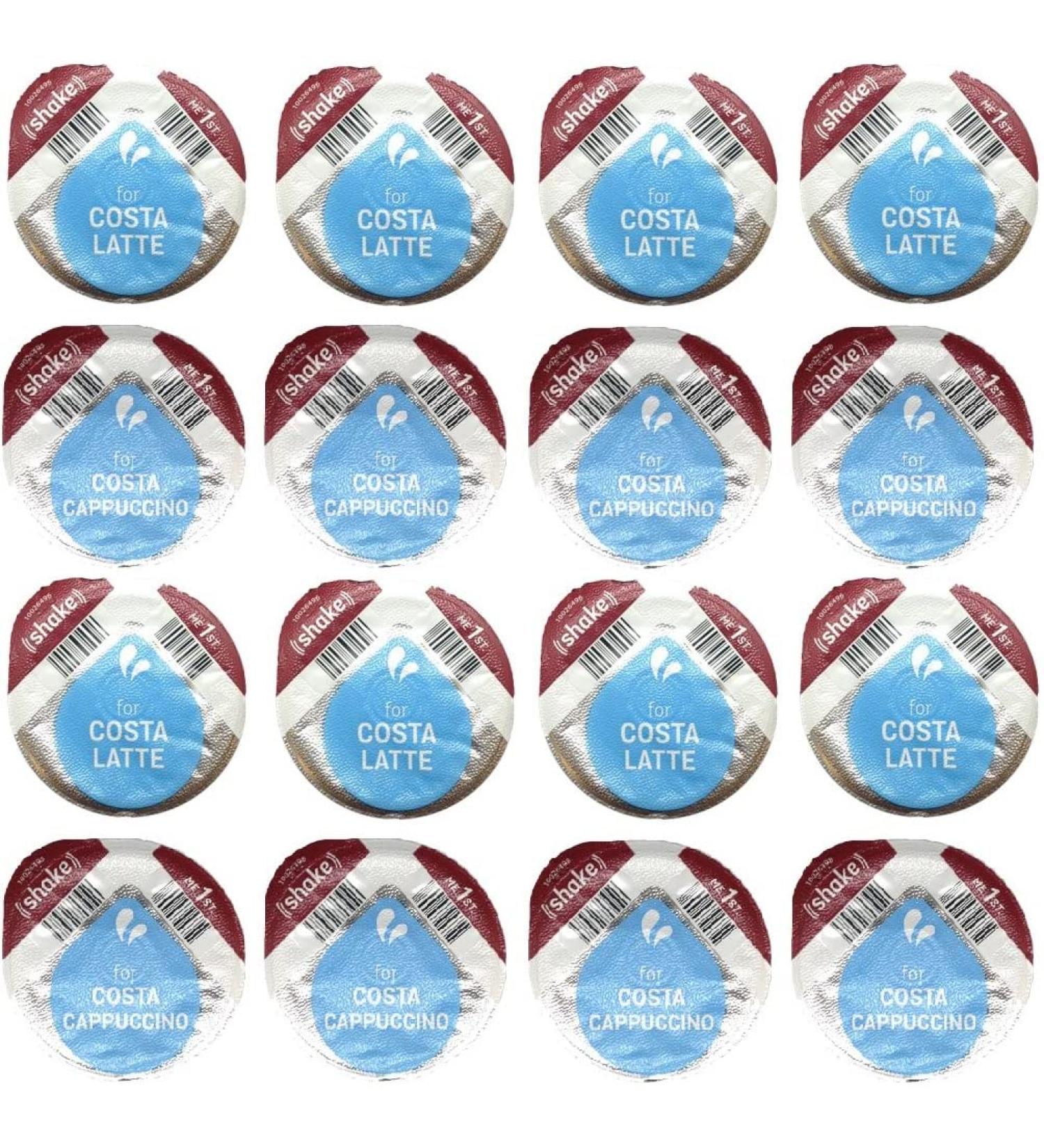 Tassimo Costa Milk T-Discs ONLY - 24 x Costa Latte Milk + 24 x Costa Cappuccino Milk (NO COFFEE PODS) 48 T-Discs In Total - Buy Online on GoSupps.com