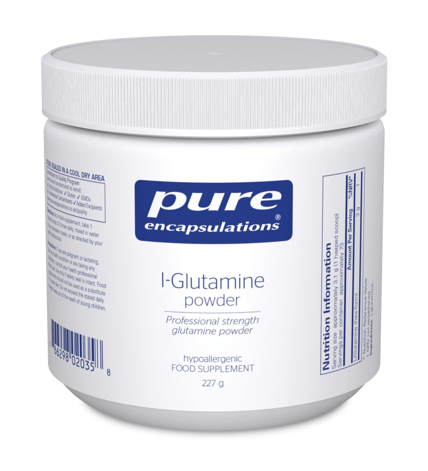 Pure Encapsulations L-Glutamine Powder 227g - Hypoallergenic Amino Acid Supplement - Buy Online on GoSupps.com