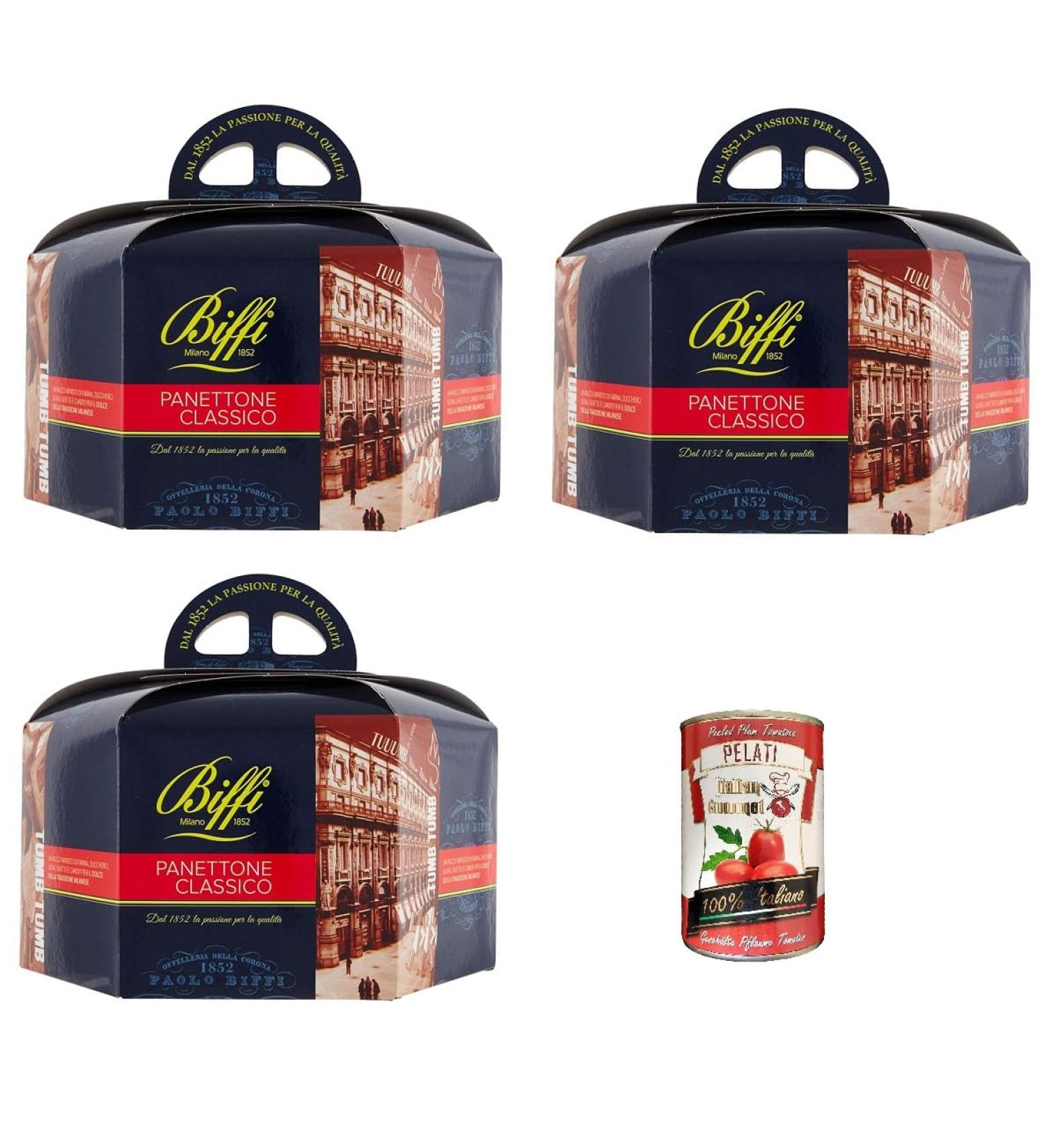  Italian Gourmet E.R. Biffi Set of 3 classic panetons 1000 g + Gourmet Italian Pelati 400 g - Buy Online on GoSupps.com