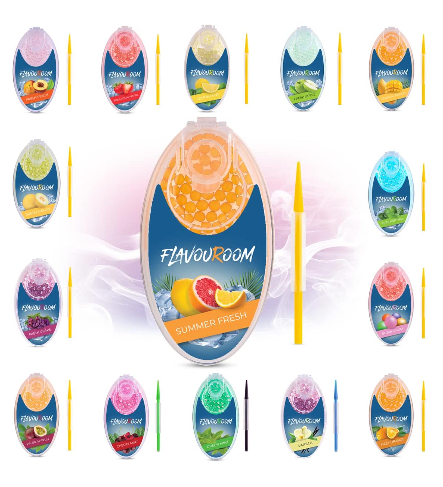 Flavoroom Premium Passion Fruit Aroma Capsules - 100 Set | Unforgettable DIY Flavor - Includes Storage Box | Summer Fresh - Buy Online on GoSupps.com