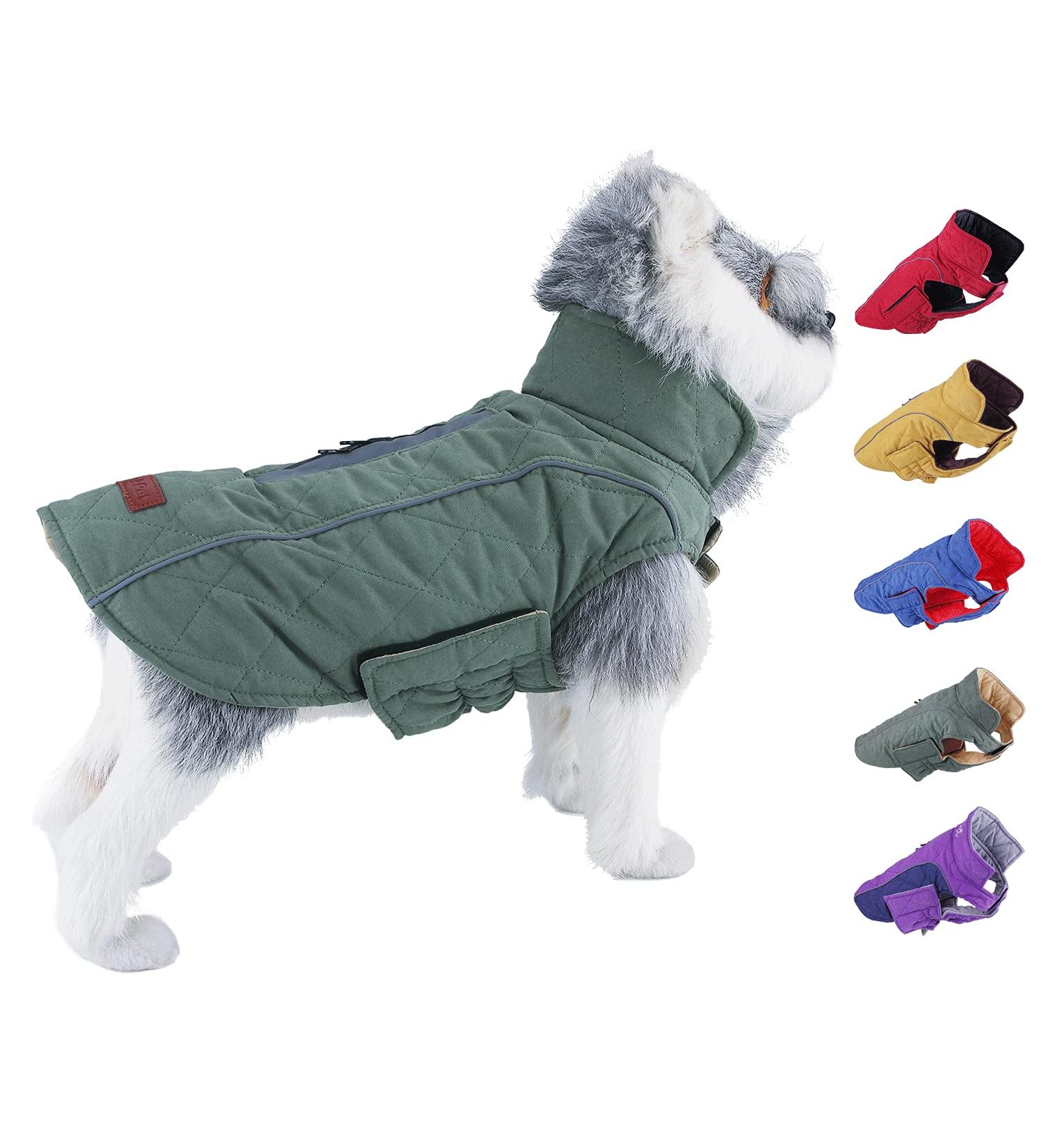 ThinkPet Dog Winter Cold Weather Coat - Waterproof Reversible Jacket for Small Medium Large Dogs - Warm Reflective Vest with Thick Padding - Size L (Green) - Buy Online on GoSupps.com