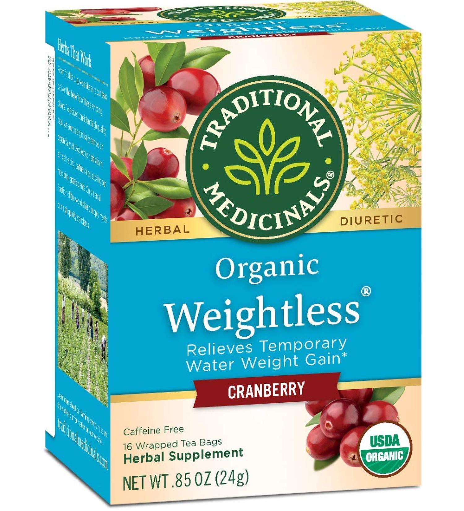 Organic Weightless Women's Herbal Tea - Caffeine Free Cranberry | Traditional Medicinals - 16 Wrapped Tea Bags - Buy Online on GoSupps.com