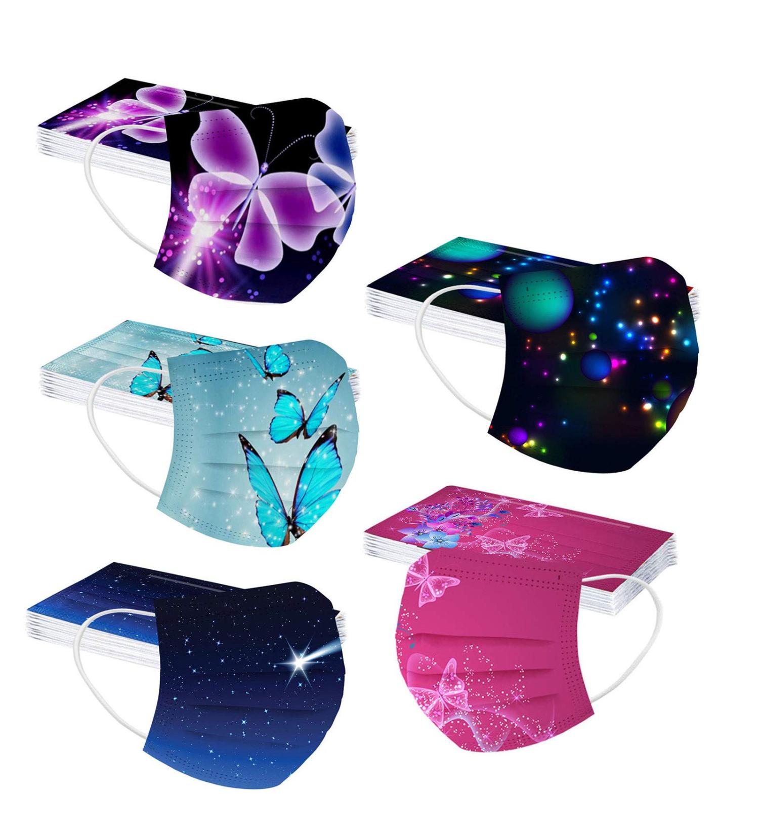 50PCS Kids Mask Disposable Cute Cartoon Printing 3Ply Protective Breathable Comfortable Anti Dust Face Bandanas Girls (B-025) - Buy Online on GoSupps.com