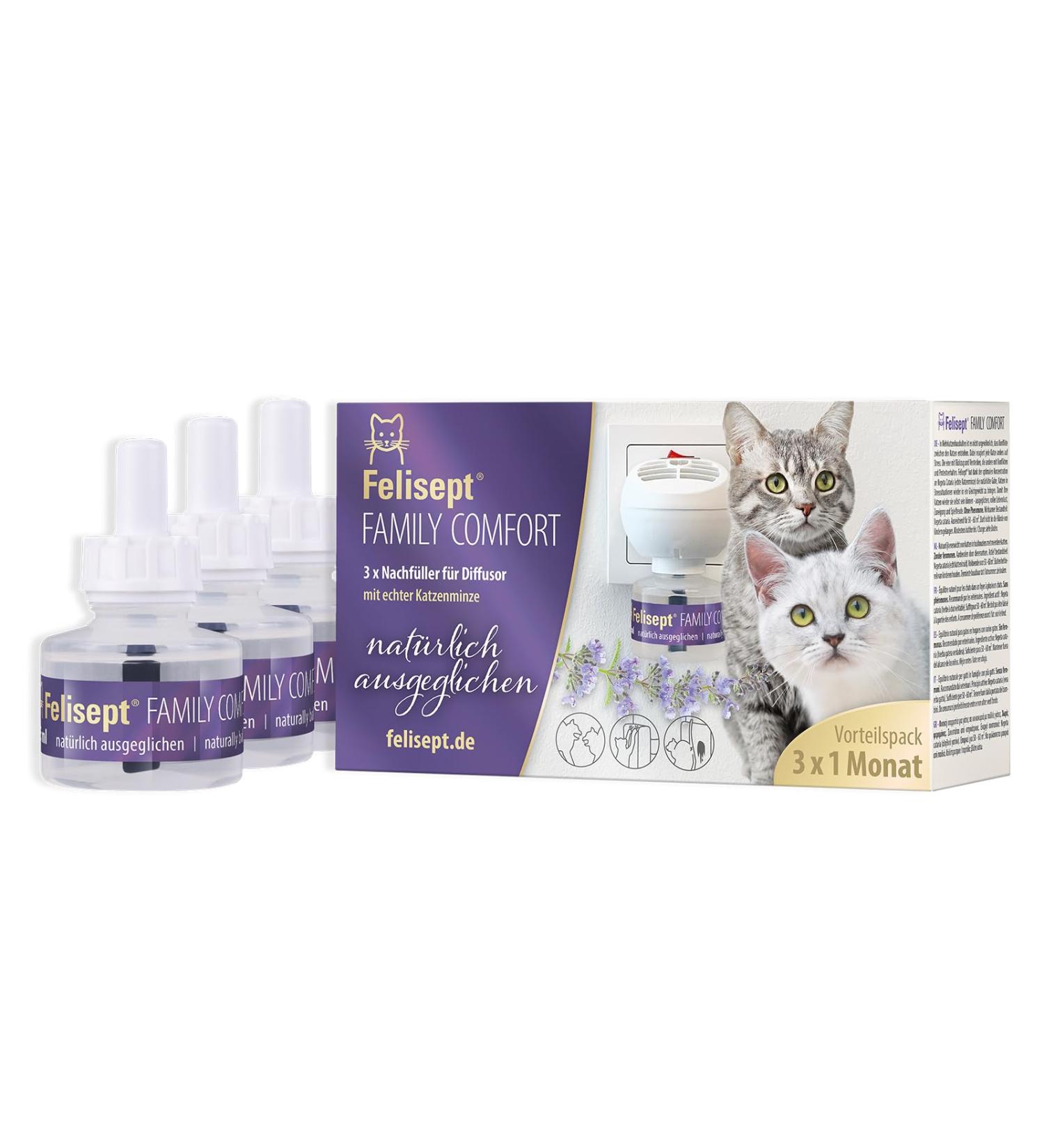 Felisept Family Comfort Refill 3x45ml | Natural Relaxation Agents for Multi-Cat Households | Sedative for Cats with Catnip - International Shipping Available - Buy Online on GoSupps.com