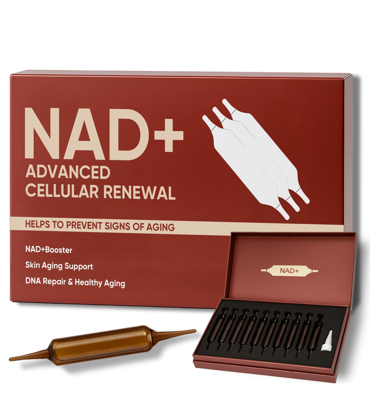 NAD+Advanced Cellular Renewal - 1200mg NAD+Liquid Supplements for Energy & Focus - 10 Vials (1) - Buy Online on GoSupps.com