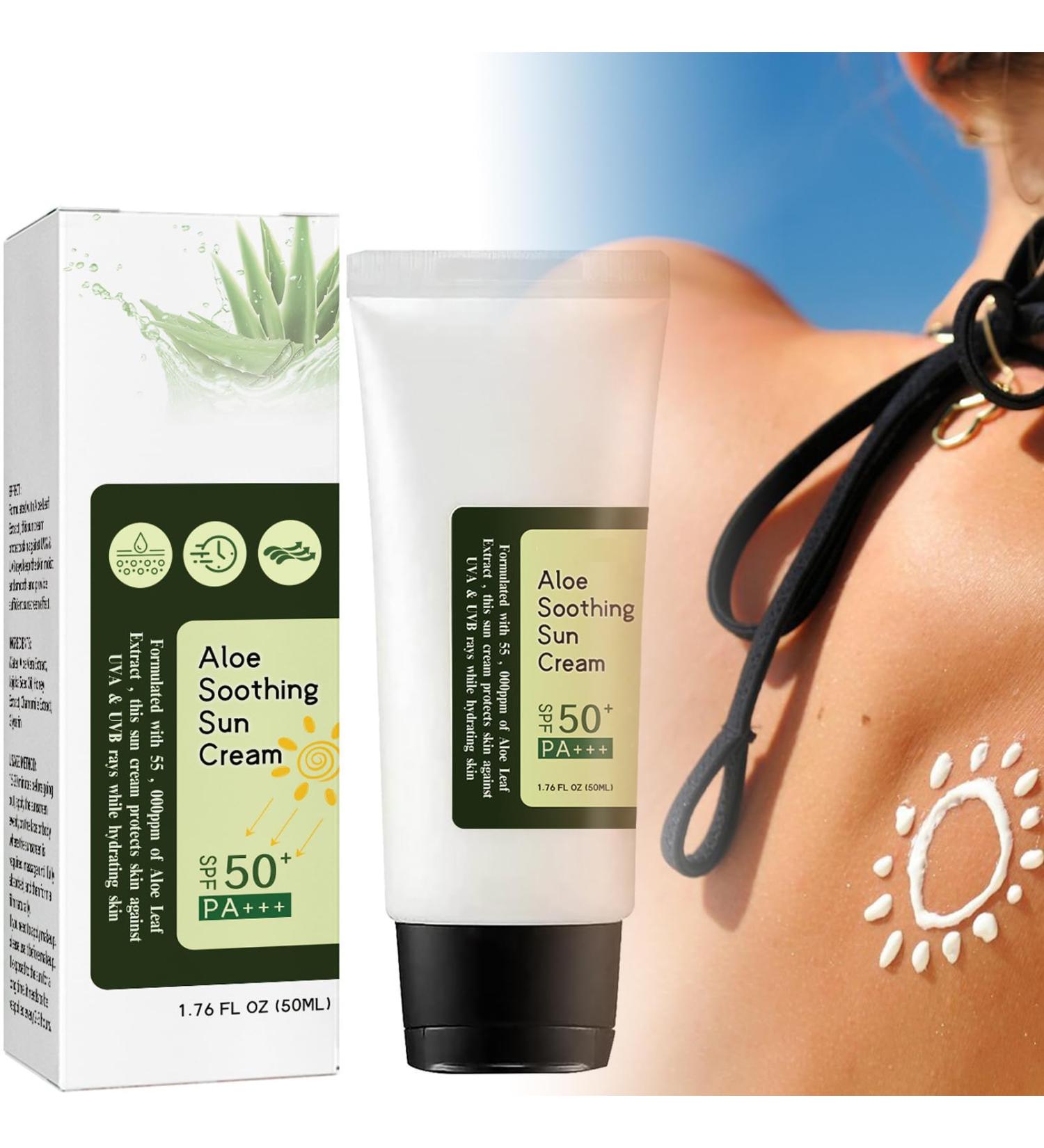 Sunscreen SPF 50+ Aloe Vera Sun Cream Hydrating Face&Body Sun Protection Sun Cream Against UVA UVB Sun Protects Against Sun Exposure Face& Body Waterproof Moisturizing Aloe Soothing Sun Cream PA+++ - Buy Online on GoSupps.com