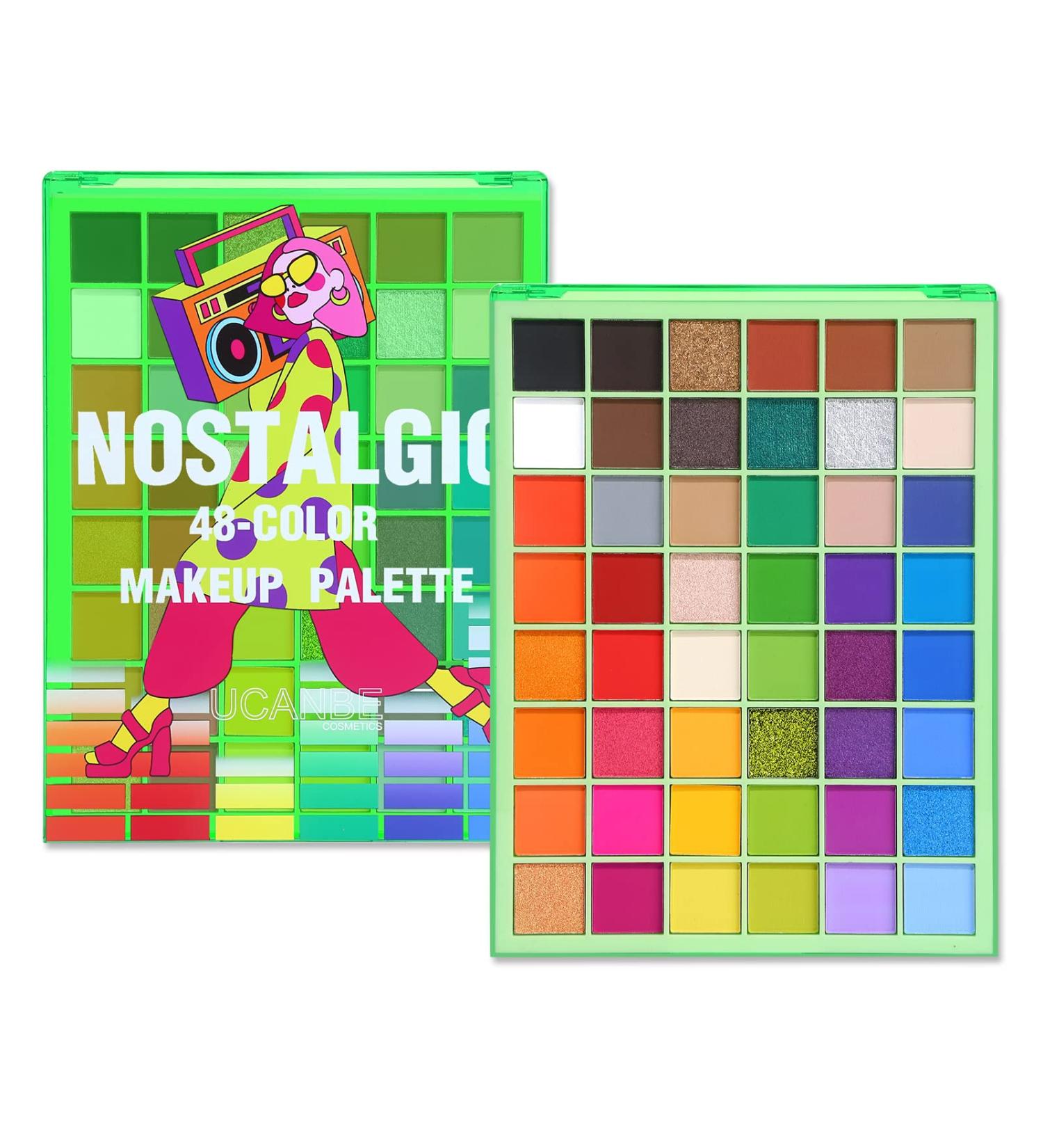 UCANBE Nostalgic Green Eyeshadow Palette - 48 Bold Colors | Highly Pigmented Matte, Shimmer, Glitter Eye Makeup - Buy Online on GoSupps.com