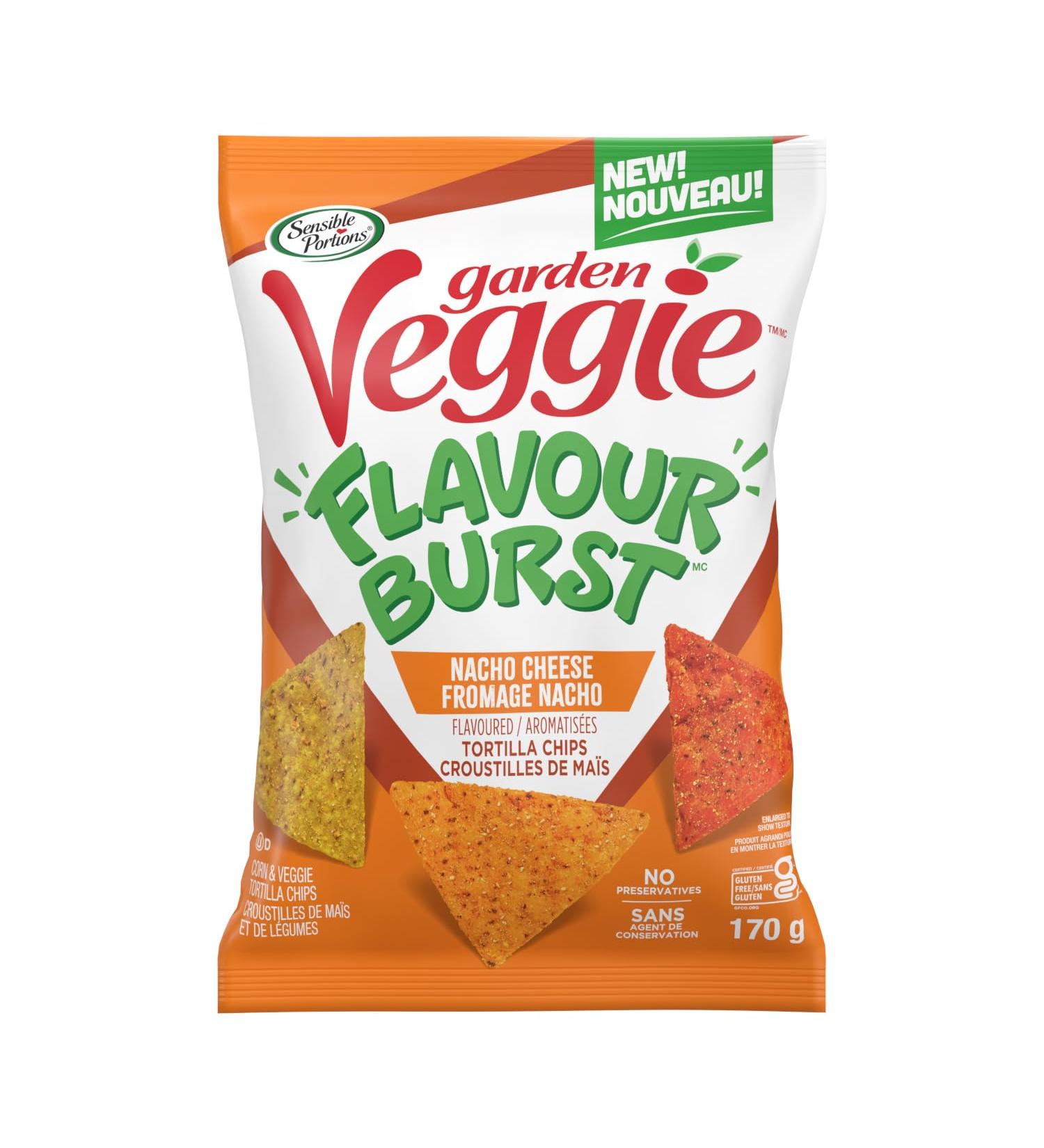 Sensible Portions Garden Veggie Snacks Flavour Burst Tortilla Chips Nacho Cheese 170g Nacho Cheese 170 g (Pack of 12) - Buy Online on GoSupps.com