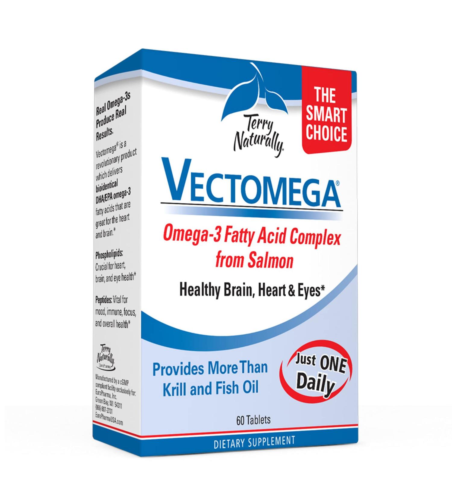 Terry Naturally Vectomega 60 Tablets - Premium Omega-3 Supplement for Heart & Brain Health - Buy Online on GoSupps.com