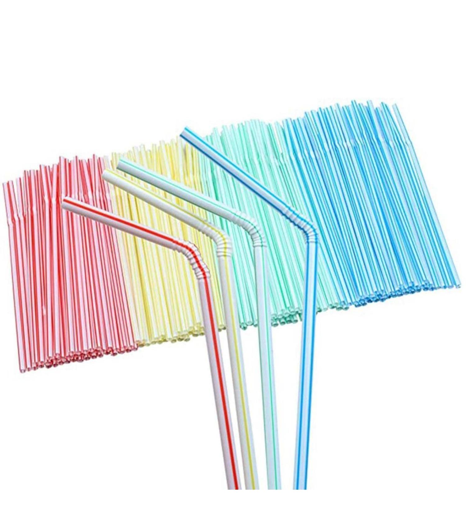 100Pcs Colorful Disposable Plastic Curved Drinking Straws Wedding Party Bar Drink Accessories Birthday Reusable Straw - Buy Online on GoSupps.com