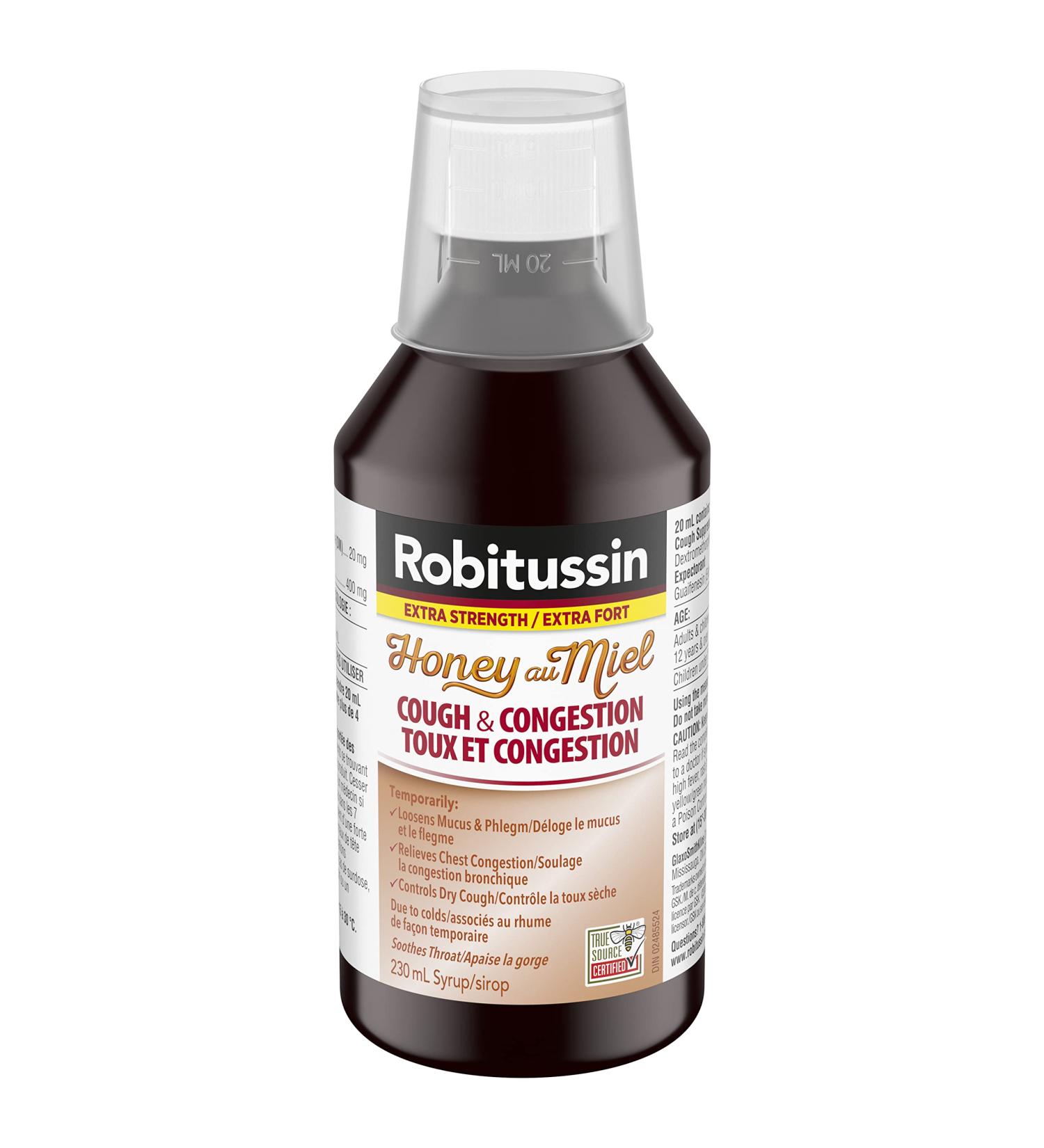 Robitussin Extra Strength Honey Cough & Congestion Syrup 230 mL - Buy Online on GoSupps.com