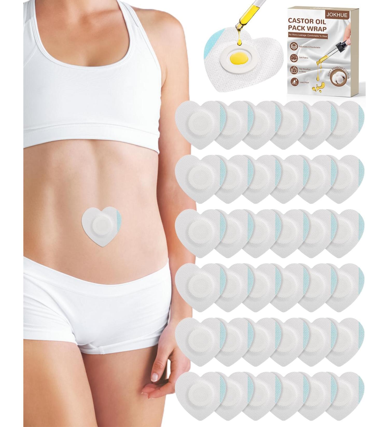 JOKHUE 36Pcs Disposable Belly Button Cover Patches for Castor Oil Self-Adhesive Castor Oil Sticker Pack Wrap for Belly Button Anti-Seepage Portable (Heart-Shaped) - Buy Online on GoSupps.com