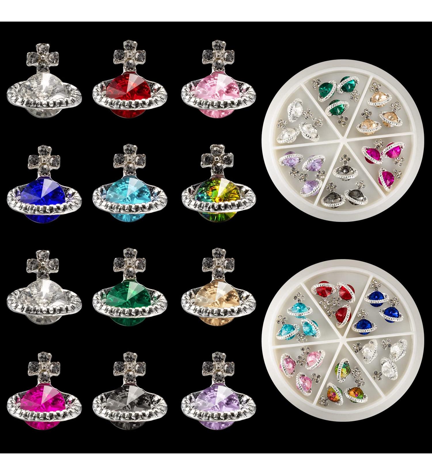 Noverlife 36PCS Planet Nail Charms: 3D Saturn Crystal Diamonds for Sparkling Manicure Decor - Buy Online on GoSupps.com