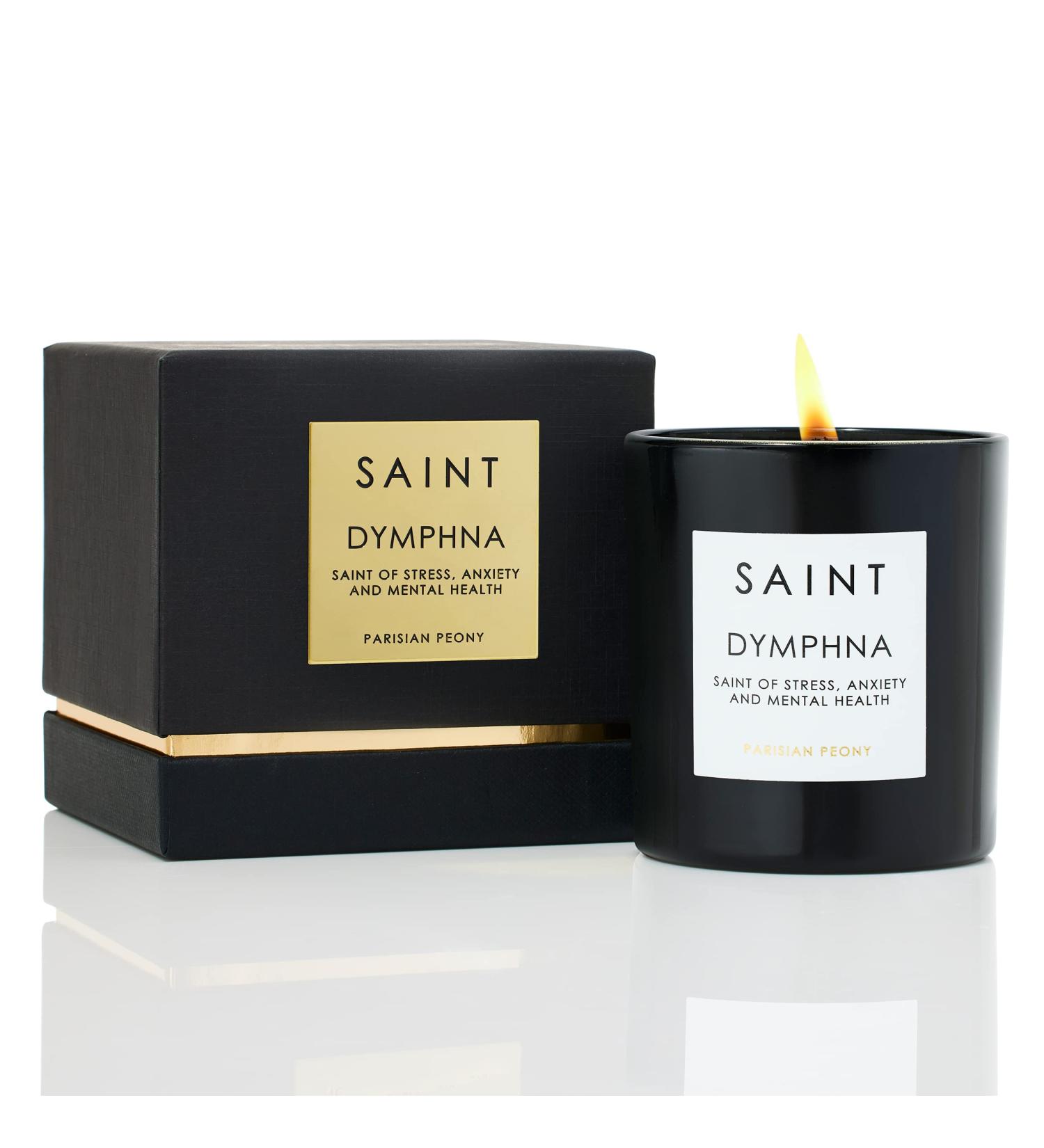 SAINT Dymphna Scented Candle | Prayer Coin & Holy Oil | Stress Relief & Mental Health | 50 Hour Burn | Aromatherapy - Parisian Peony - Buy Online on GoSupps.com