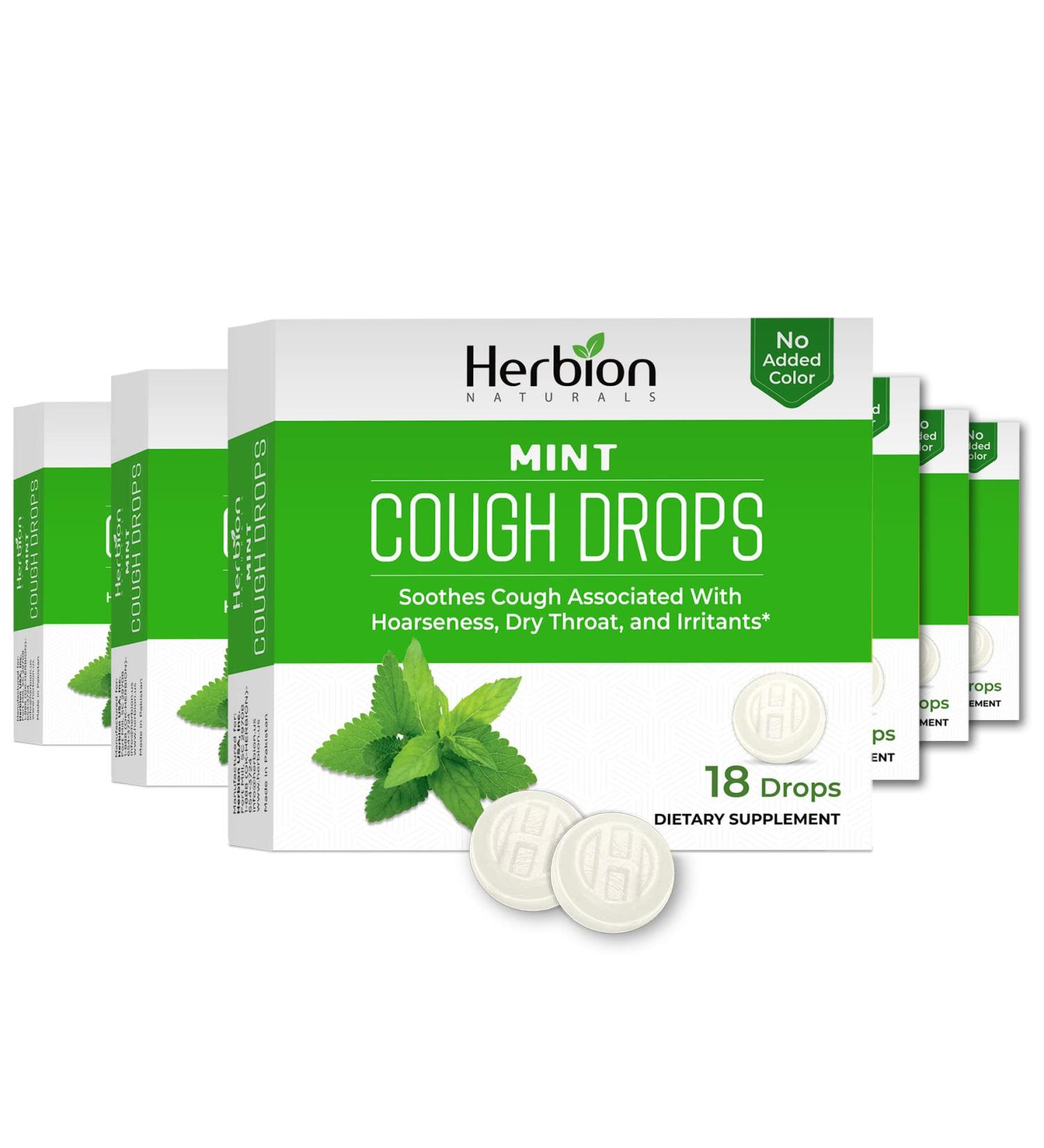 Herbion Naturals Cough Drops - Natural Mint Flavor - Soothes Sore Throat & Dry Mouth - 6 Packs (108 Lozenges) for Adults & Kids 6+ - International Shipping Available - Buy Online on GoSupps.com