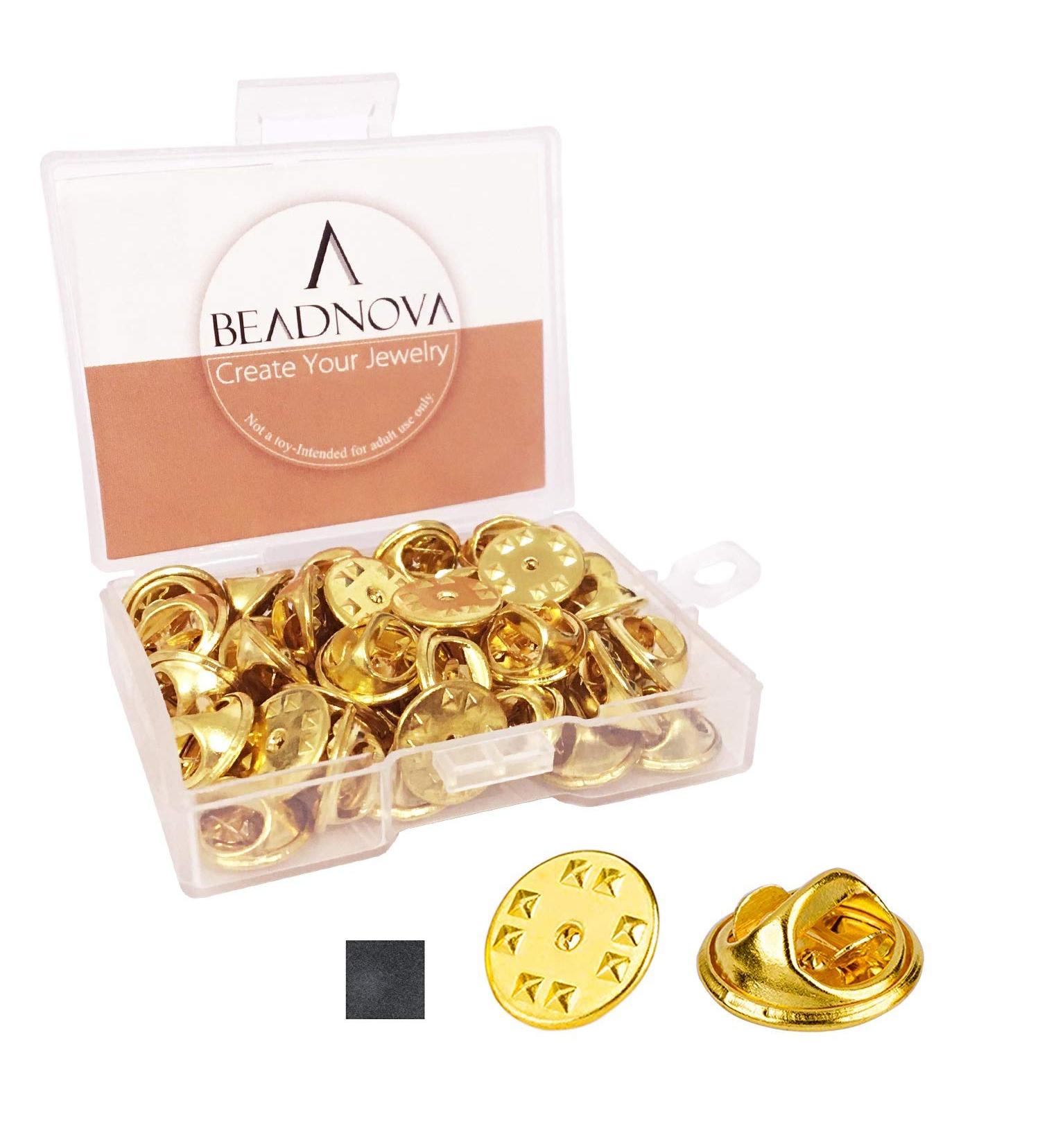 Beadnova Butterfly Clutch Metal Pin Backs - 50 Gold Lapel Pin Backings - Buy Online on GoSupps.com