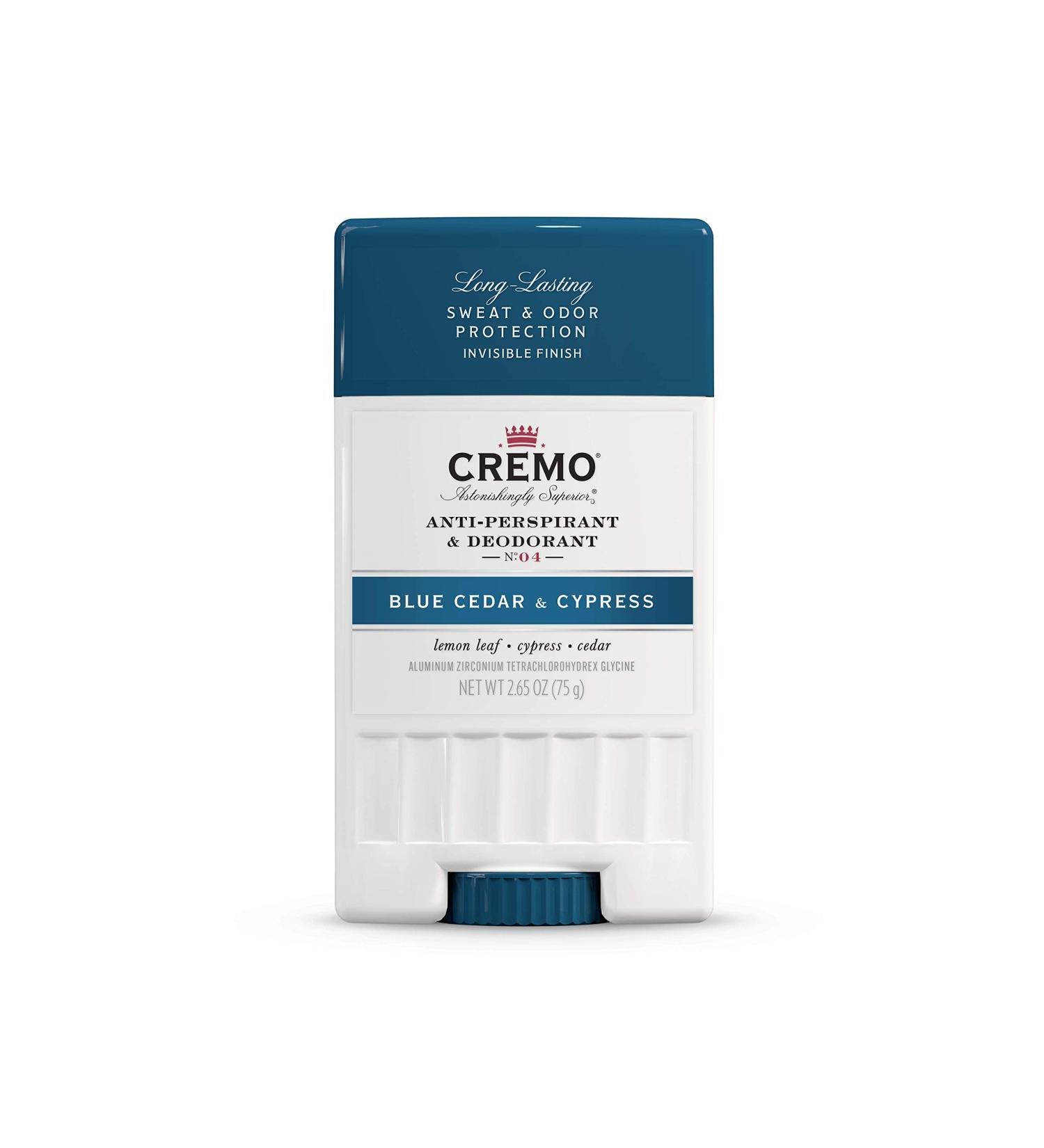Cremo Blue Cedar & Cypress Anti-Perspirant & Deodorant 2.65 oz - Long-Lasting Protection - Buy Online on GoSupps.com
