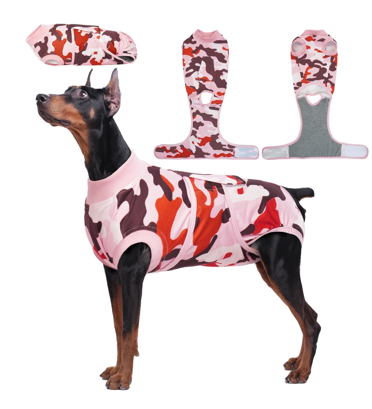 Kuoser Camouflage Dog Body After Surgery | Breathable Post-Op Bodysuit for Male & Female Dogs | XXL Rosa Star Color - Alternative to Protective Collar - Buy Online on GoSupps.com