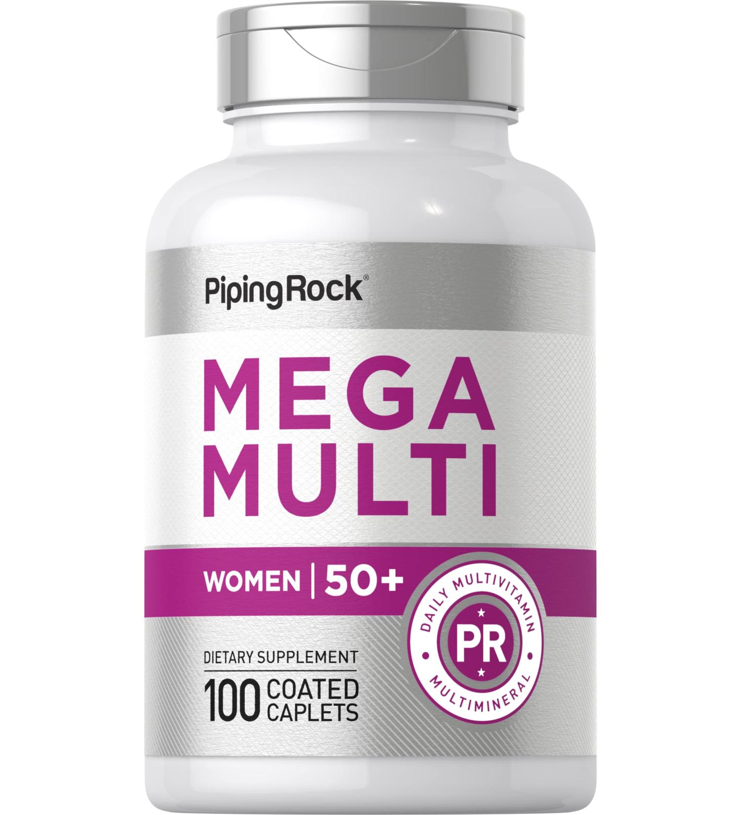 Piping Rock Women's Multivitamin 50 Plus | 100 Coated Caplets | Mega Multi Vitamin for Women - Buy Online on GoSupps.com