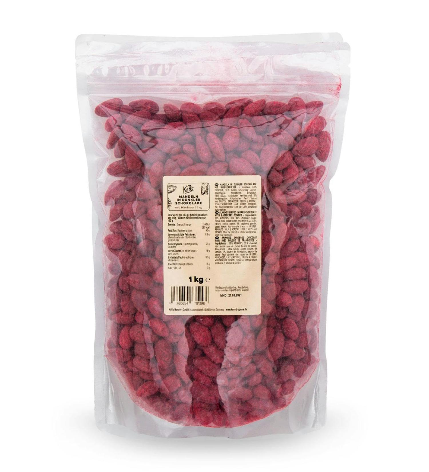 KoRo - Chocolate almonds freeze-dried raspberry powder 1 kg - A chocolate temptation - Buy Online on GoSupps.com