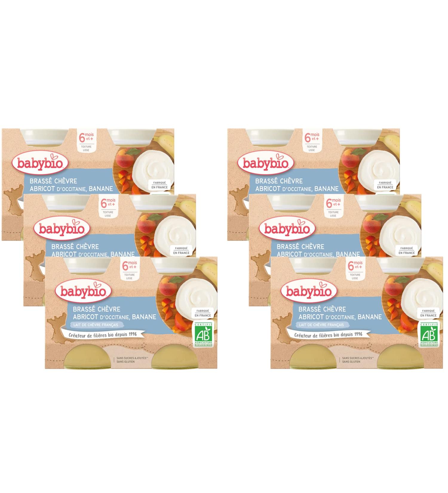 BABYBIO - Small Pots Brewed Apricot Banana - 2x130g - 6+ Months - Set of 6 - ORGANIC - Buy Online on GoSupps.com