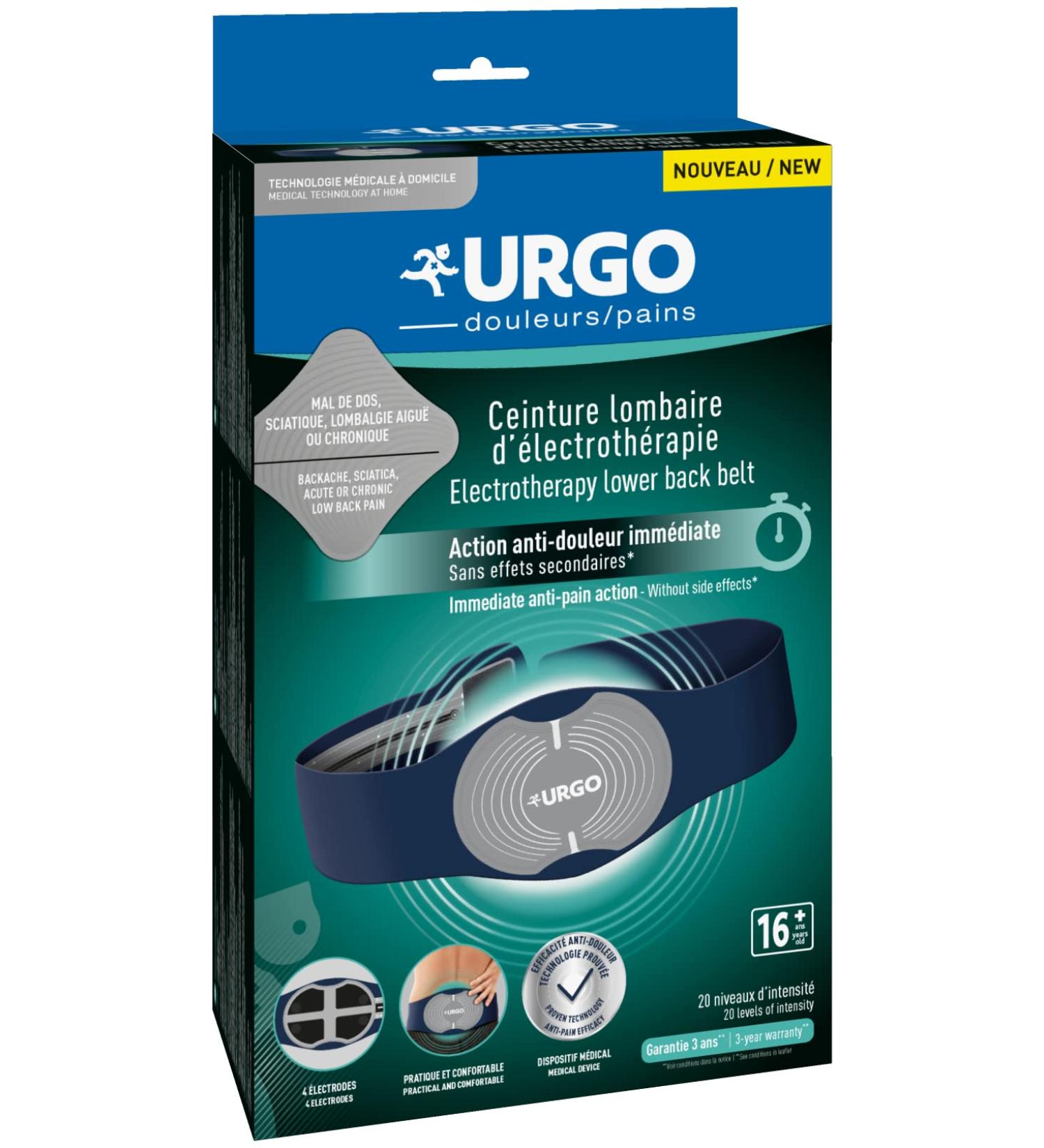 URGO Electrotherapy Back Pain Relief Belt - Adjustable 75-140 cm with Control Unit & Batteries - International Shipping - Buy Online on GoSupps.com