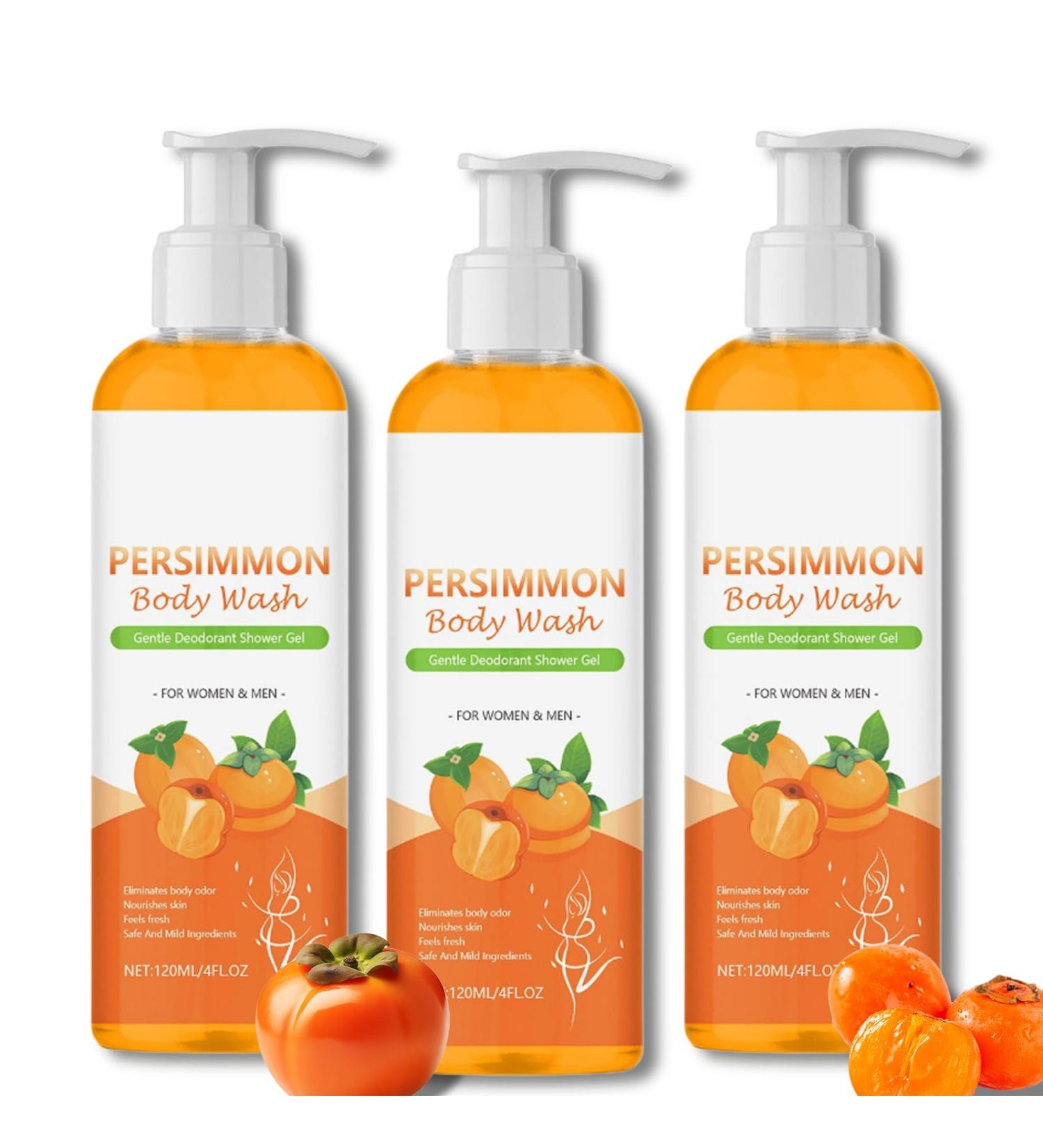 Persimmon Body Wash for Old People Smell - Natural Deodorant Soap for Strong Odor Smelly Feet Underarms & Intimate Areas with Persimmon Extract Gentle for Sensitive Skin (3) - Buy Online on GoSupps.com
