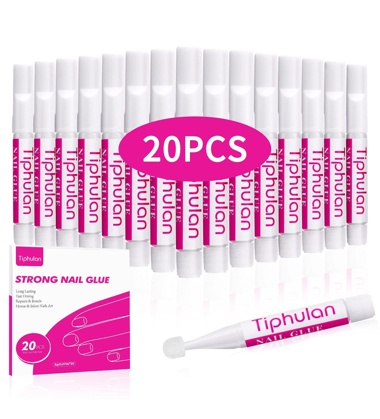 Tiphulan Nail Glue - 20PCS Professional Adhesive for Press On Nails | Strong Hold Fake Nails Glue Bulk Pack | Long Lasting & Super Strong Bond for Acrylic Nails - 2g/pcs - Buy Online on GoSupps.com