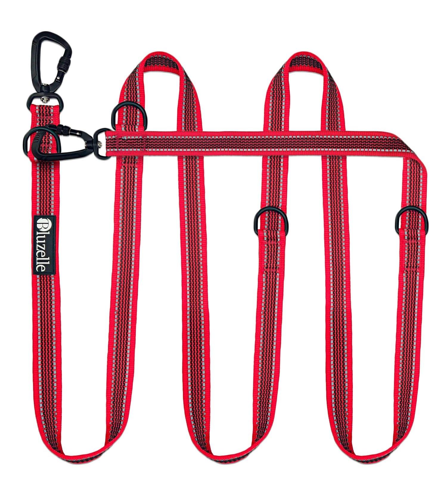 Blucelle Strong Dog Leash 3m - Robust 360 Carabiner for Large Dogs up to 100kg | Adjustable Freehand Leash for 2 Dogs | Durable Red Design - Buy Online on GoSupps.com