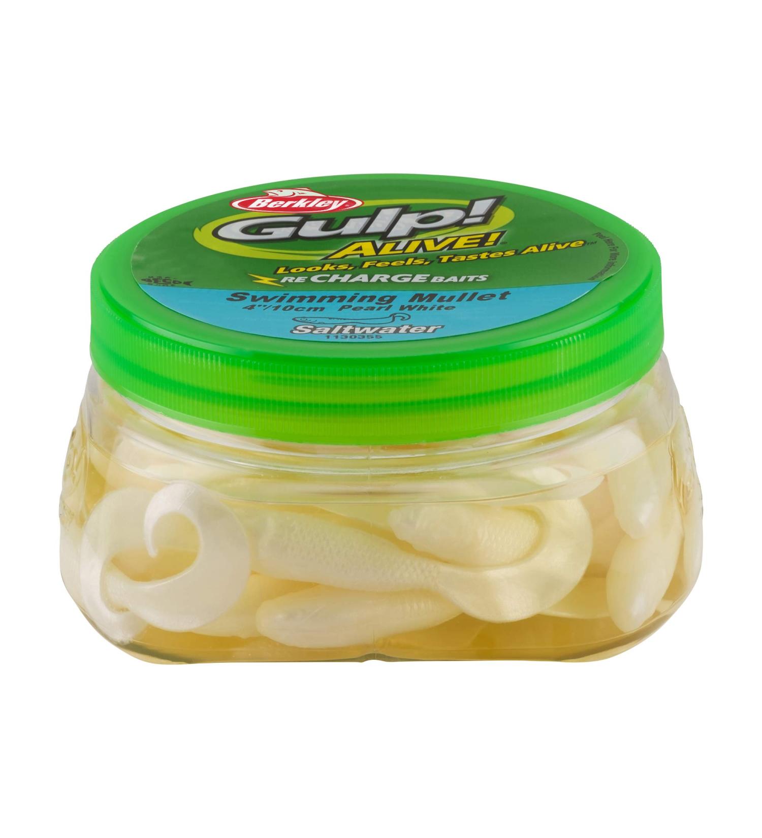 Berkley Gulp! Alive! Swimming Mullet Soft Fishing Bait Pearl White, 3in - Pint 4x7