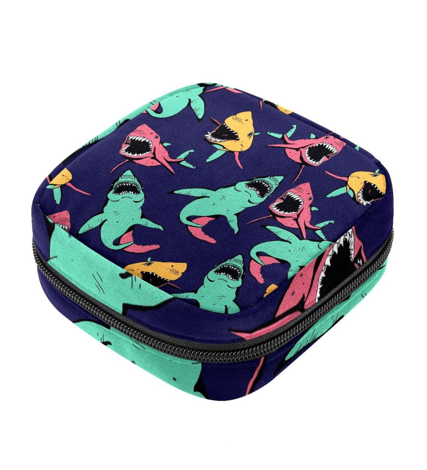 Angry Shark Sanitary Napkin Storage Bag - Sea Life Pattern Menstrual Cup Pouch - Buy Online on GoSupps.com
