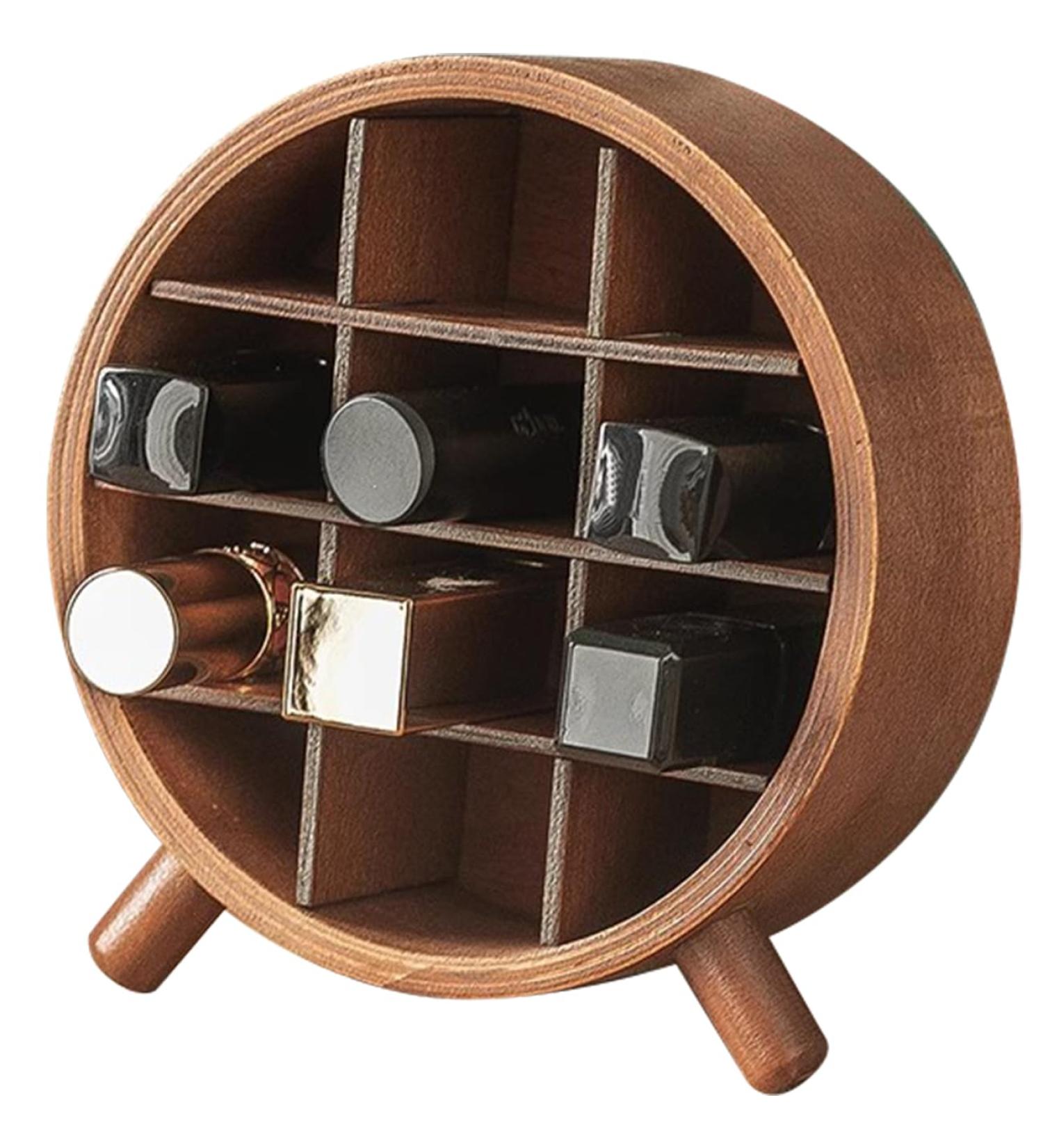 WAYUTO Lipstick Organizer | 12 Slot Wooden Lipstick Holder Stand for Vanity | Stylish Footed Display Case for Home - Buy Online on GoSupps.com
