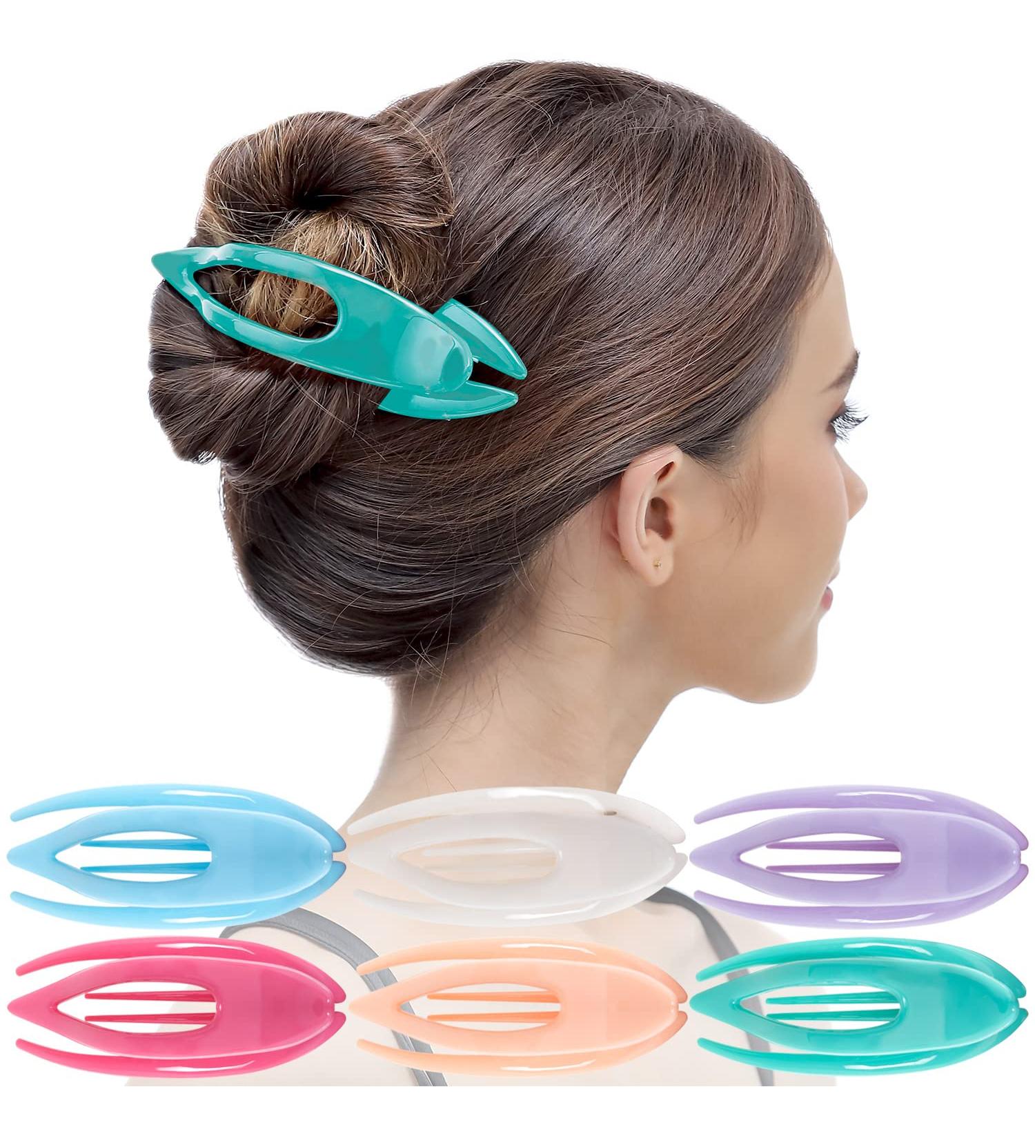 High-Quality RC Roche 6-Piece French Hair Clip Set for Women & Girls - Firm Non-Sliding Large Pastel Curved Hair Clamps - Buy Online on GoSupps.com