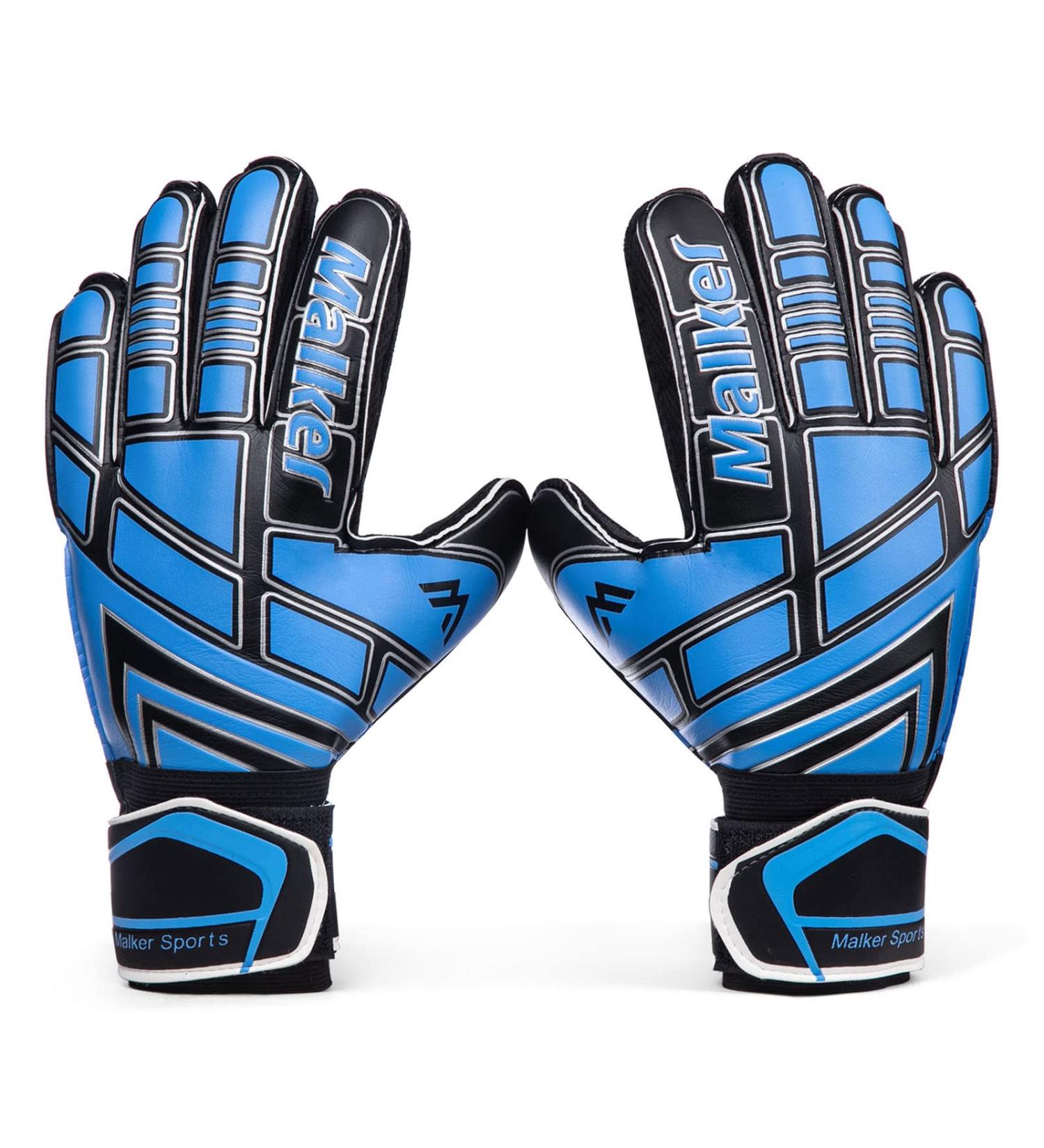 Malker Goalkeeper Gloves - Youth & Adult Football Gloves with Finger Protection Slipproof Grip Injury Prevention - Blue/Black Size 7 - Buy Online on GoSupps.com