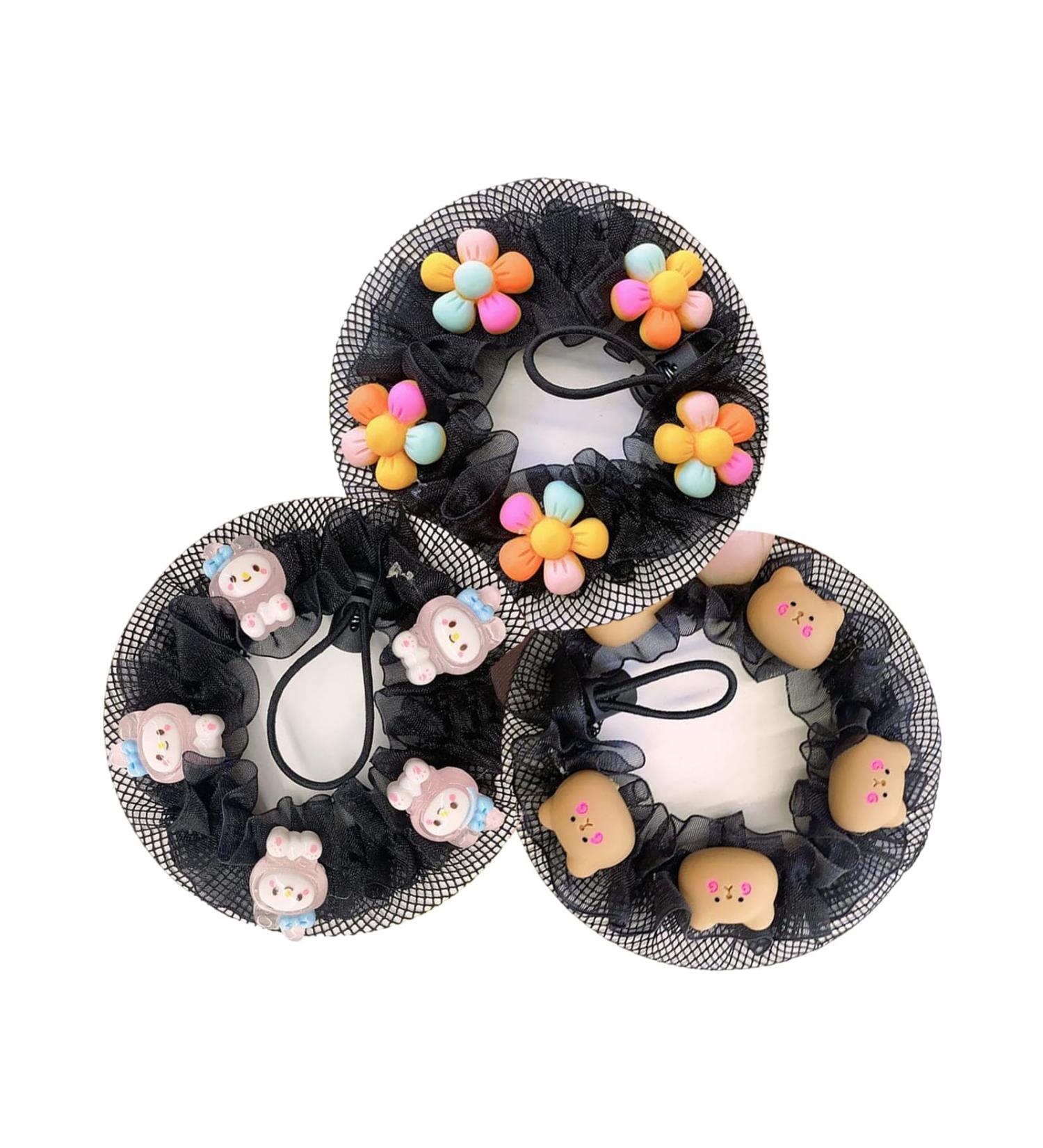 Children's Hair Net Bun Invisible Balllet Adjustable Mesh Hairnets Ballet Cute Hair Bun Cover for Girls Ballet (3 Pcs C) - Buy Online on GoSupps.com