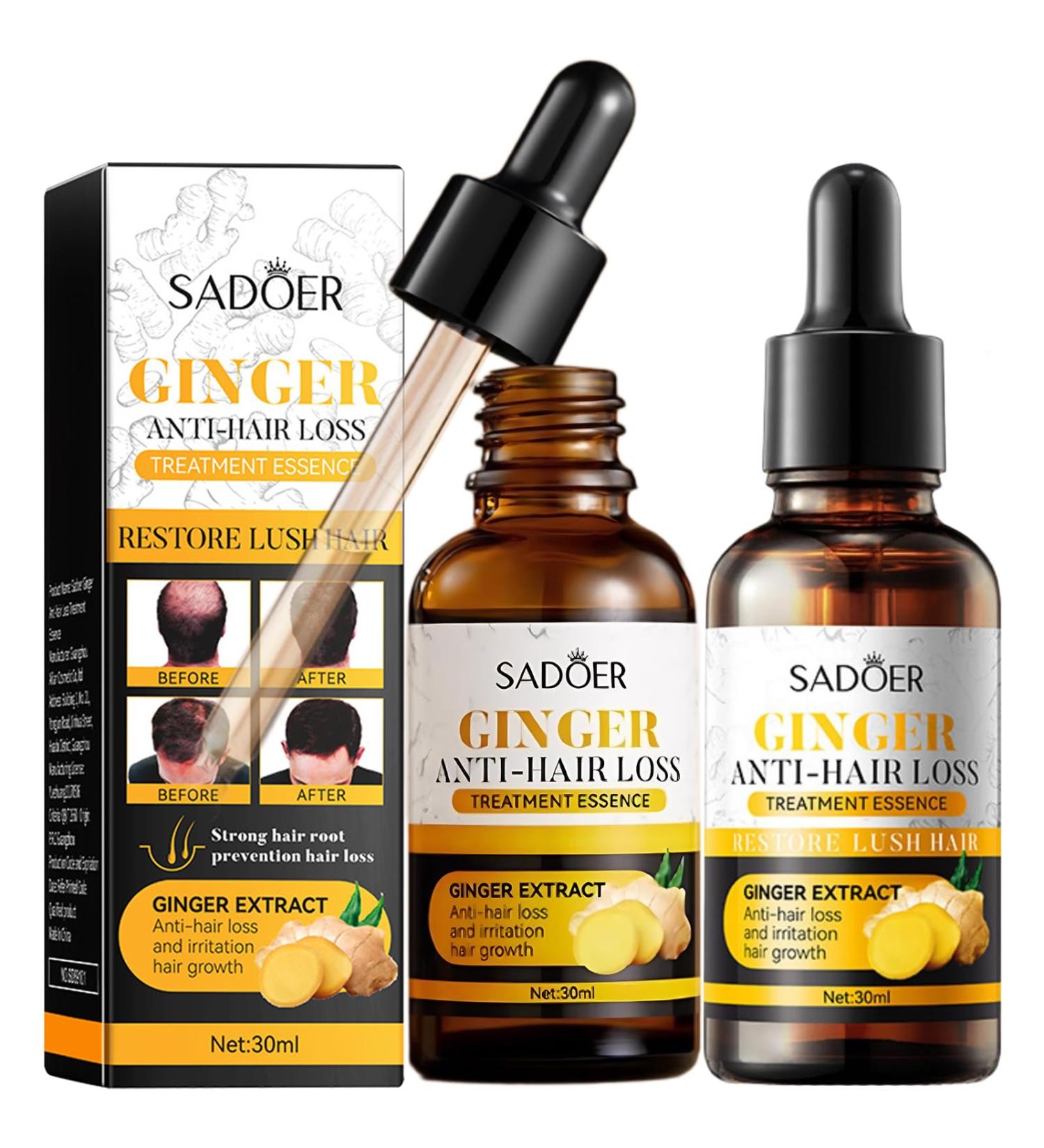 SADOER Ginger Hair Growth Serum & Anti-Hair Loss Treatment | Plant Extract Oil for Men & Women - 2 oz | Fast International Shipping - Buy Online on GoSupps.com