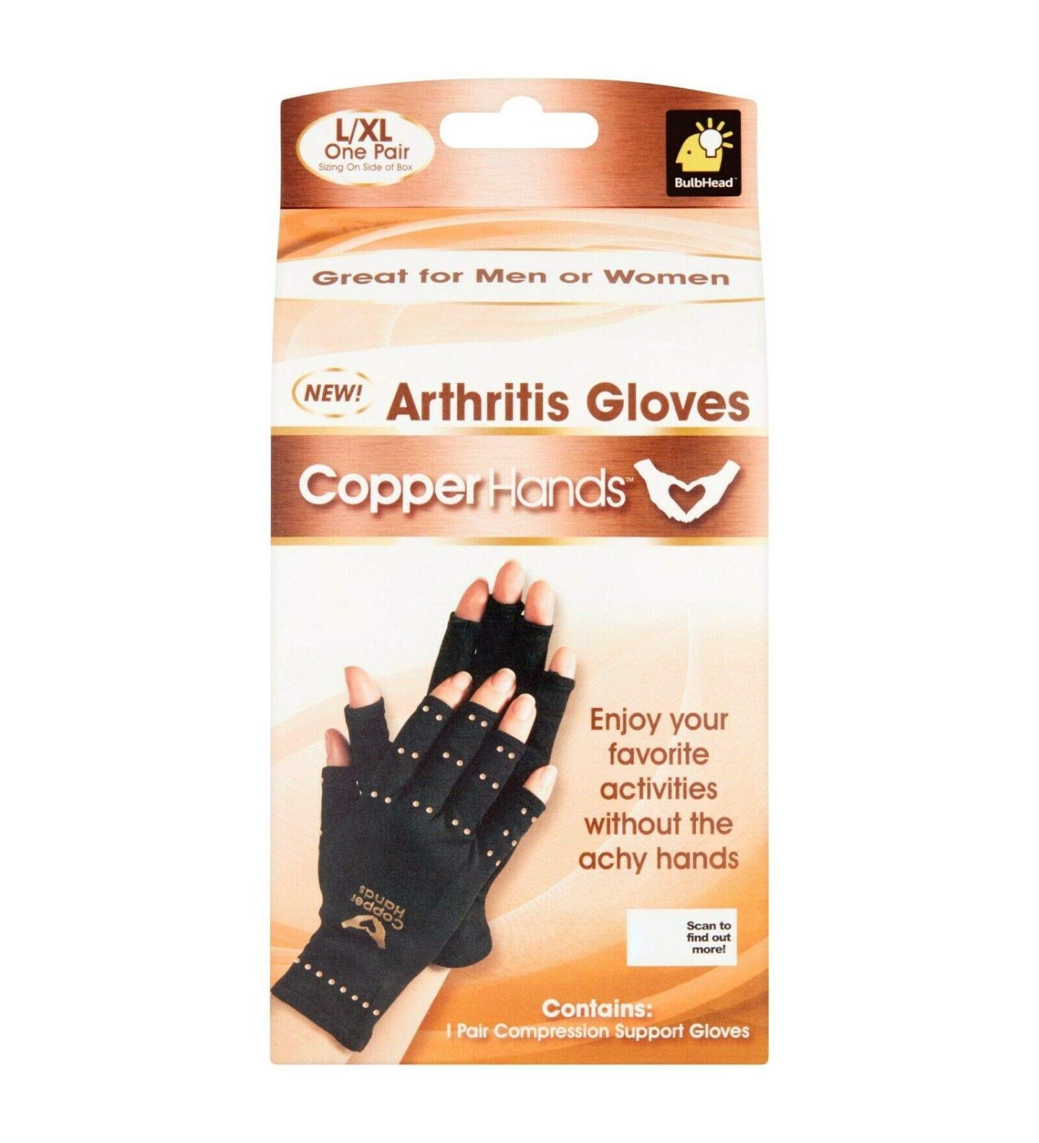 Copper Hands Arthritis Compression Gloves As Seen On Tv (Lg/Xlg) Large/X-Large (Pack of 2)