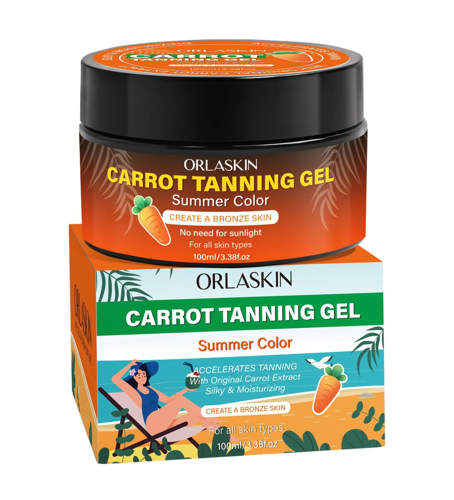 Intensive Tanning Gel | Browning Tan Accelerator | Non-Greasy Water-Resistant with Carrot and Coconut Oil | Vitamin A & E For Moisture & Hydration