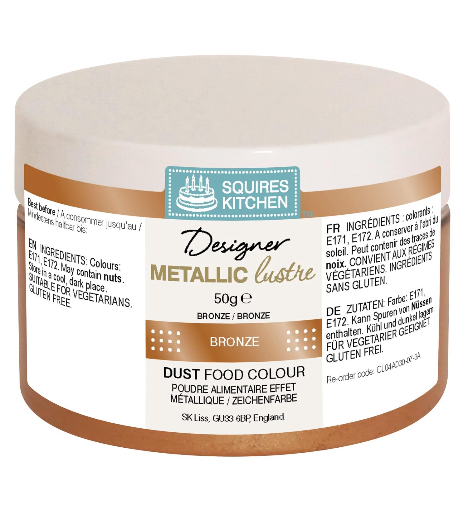 Squires Kitchen Bronze Designer Metallic Edible Lustre Dust Food Colour 50g