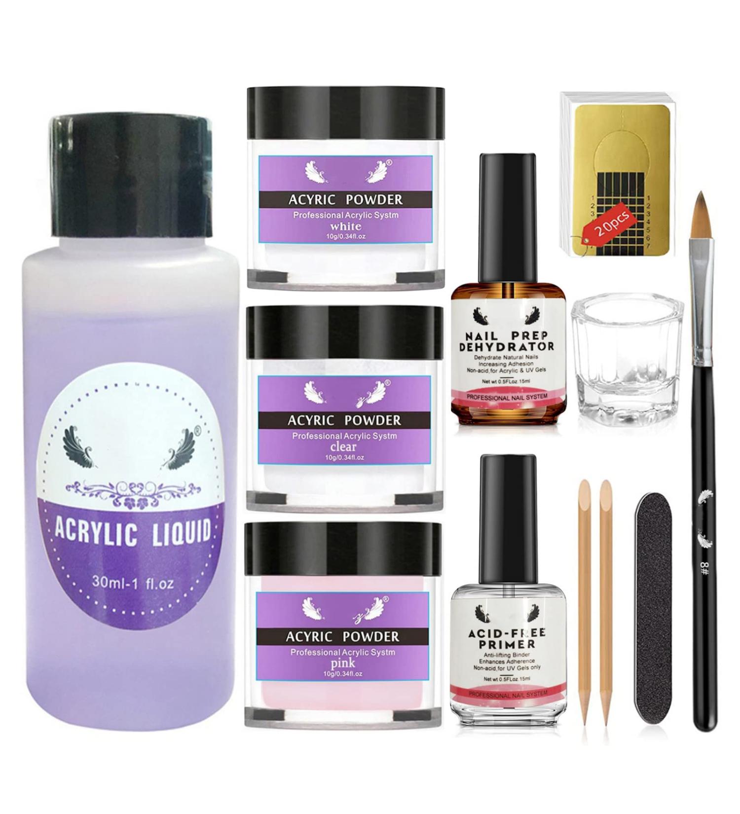 Rosarden Professional Acrylic Nails Kit - Complete Set for Beginners with Acrylic Liquid, Powder, Primer, Dehydrator, Brush, and Forms - Buy Online on GoSupps.com