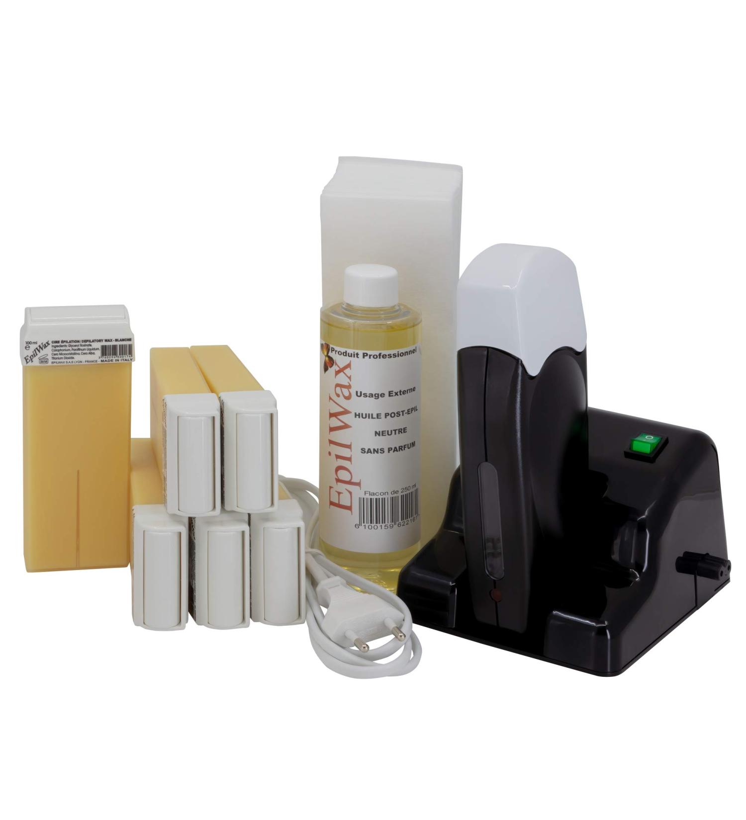 Epilwax Wax Warmer & Waxing Set - 6 Roll-On Pads Fleece Strips & Oil for Hair Removal - International Shipping Available - Buy Online on GoSupps.com