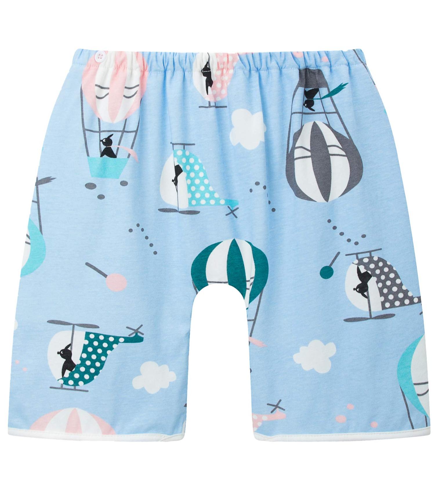 Baby Toilet Training Pants Kids 2 in 1 Waterproof Reusable Cotton Nappy Diaper Skirt - Cute Cartoon Skort Pants with Hot Air Balloon Design - Buy Online on GoSupps.com