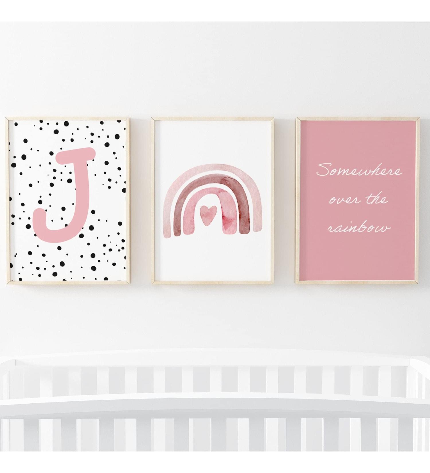Pompom Prints Set of 3 Girls Bedroom Rainbow Nursery Decor | Scandi Boho Style Playroom Art | A3 J - Buy Online on GoSupps.com