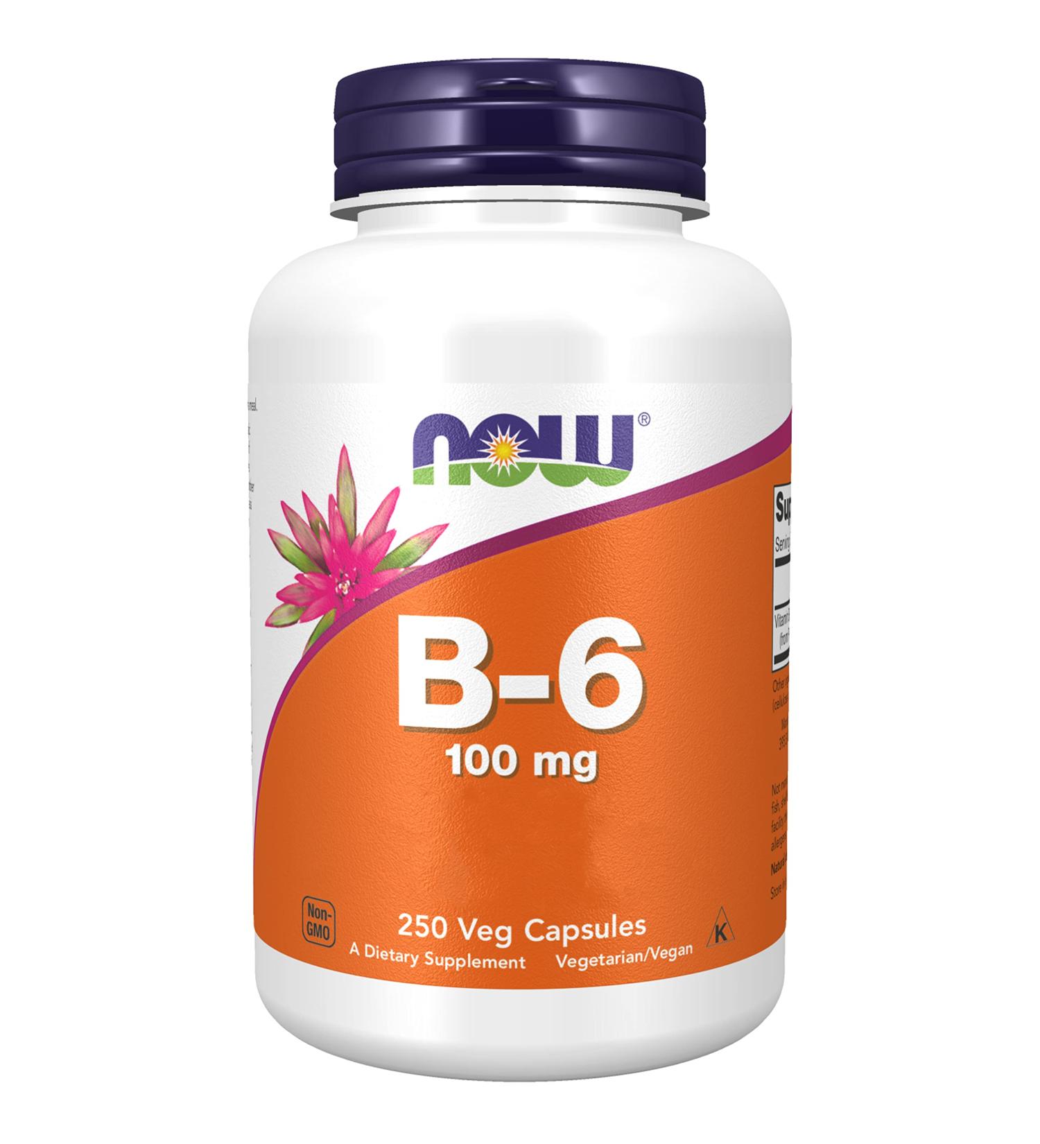 Now Foods Vitamin B6 100mg - 250 Vegan Capsules | Gluten-Free Soy-Free Non-GMO | Laboratory Tested - Buy Online on GoSupps.com