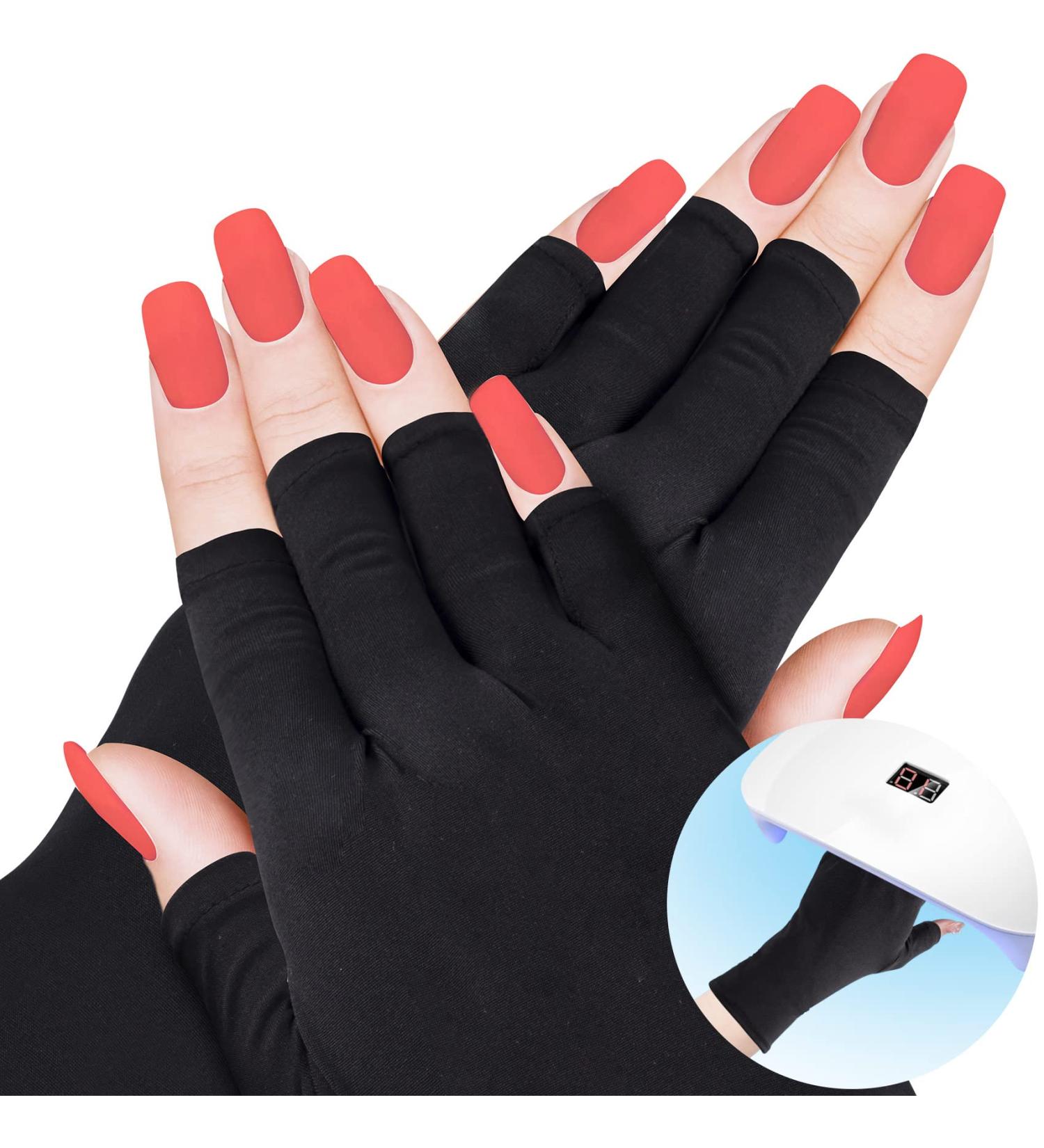 ANCIRS 2 Pairs Anti UV Gel Nail Lamp Gloves for Nail Art DIY - Black - Buy Online on GoSupps.com